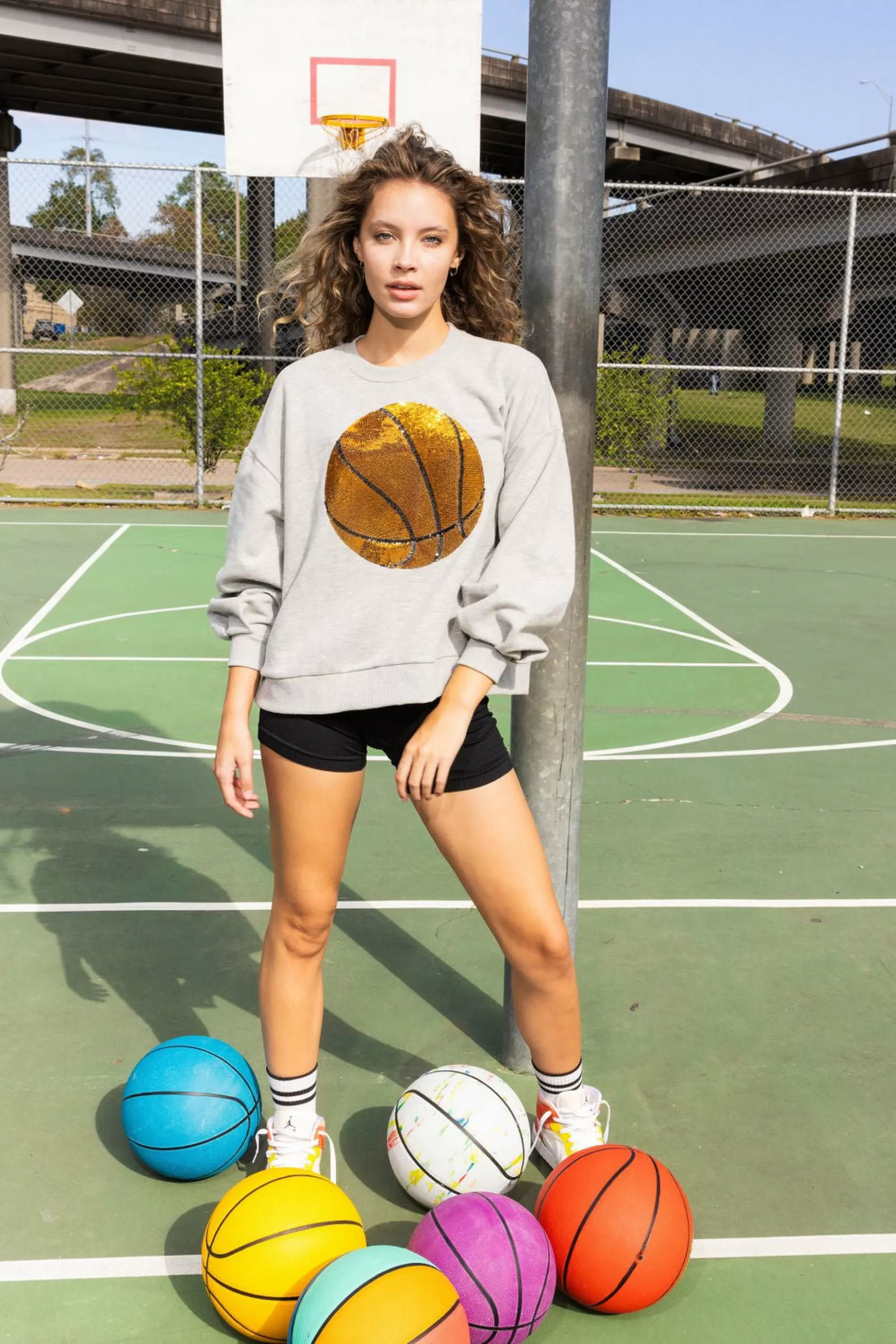 womens Queen Of Sparkles Basketball Sweatshirt
