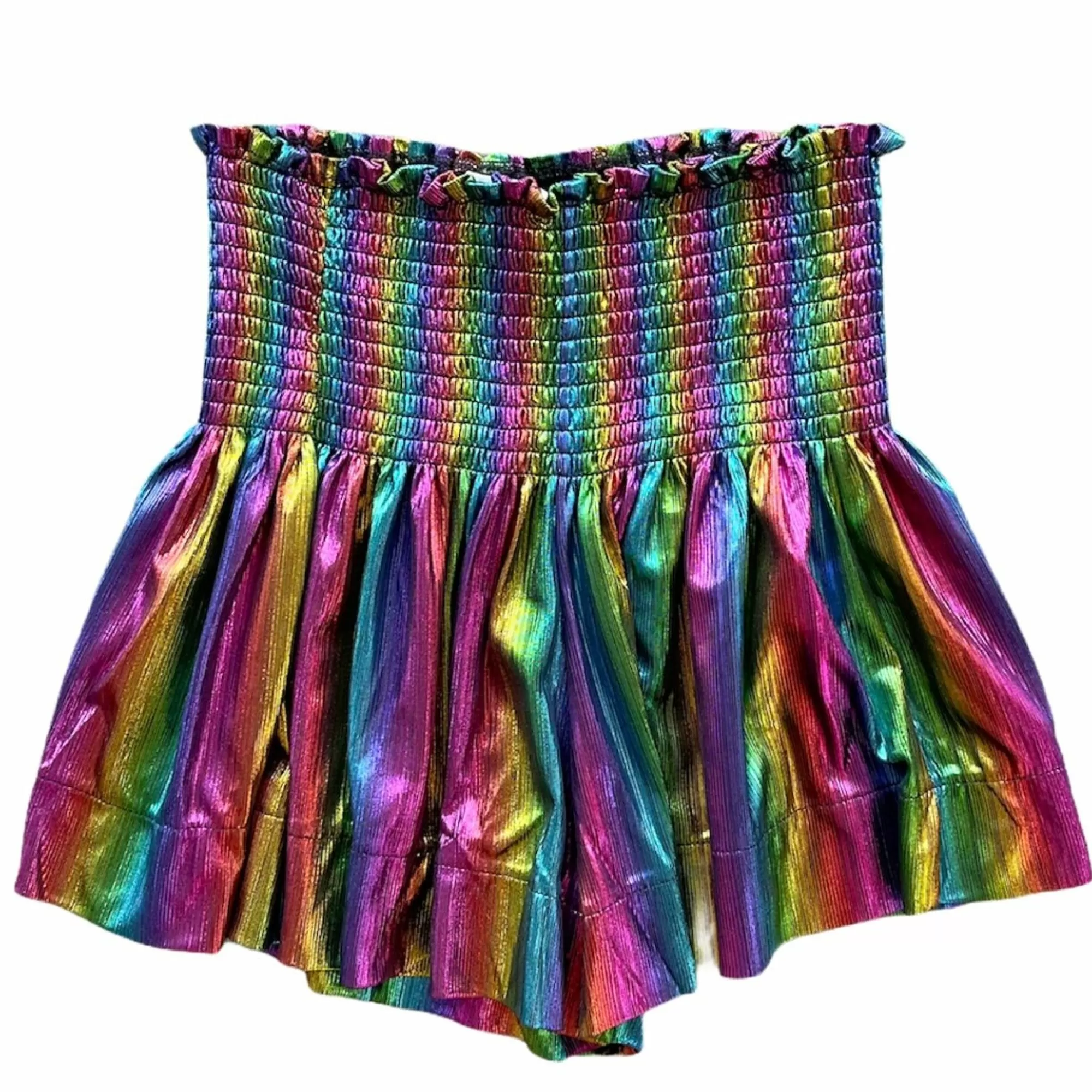 womens Queen Of Sparkles Black Rainbow Swing Shorts