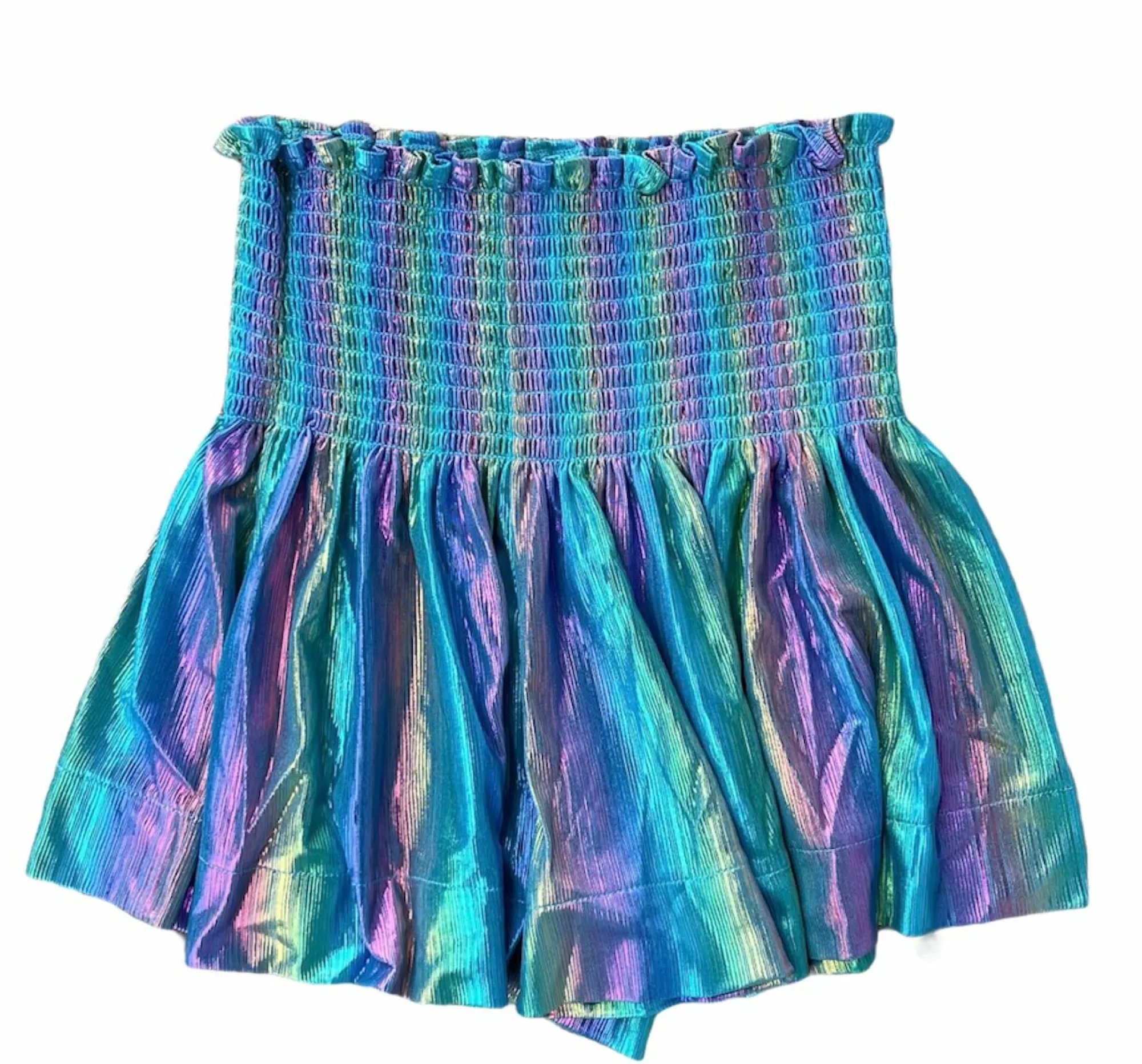 womens Queen Of Sparkles Blue Rainbow Pebble Swing Shorts