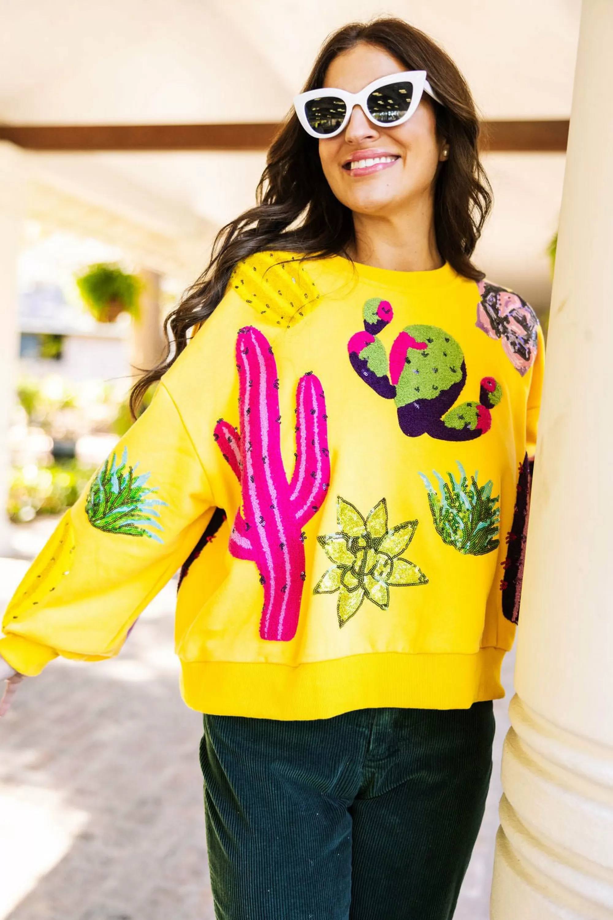 womens Queen Of Sparkles Cactus Sweatshirt
