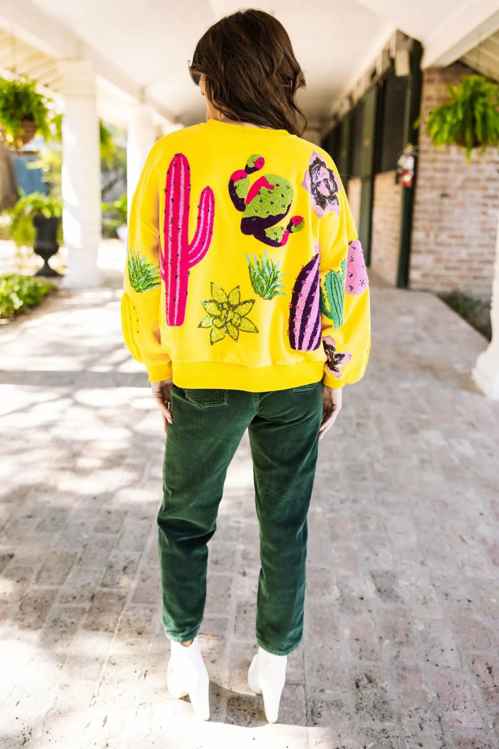 womens Queen Of Sparkles Cactus Sweatshirt