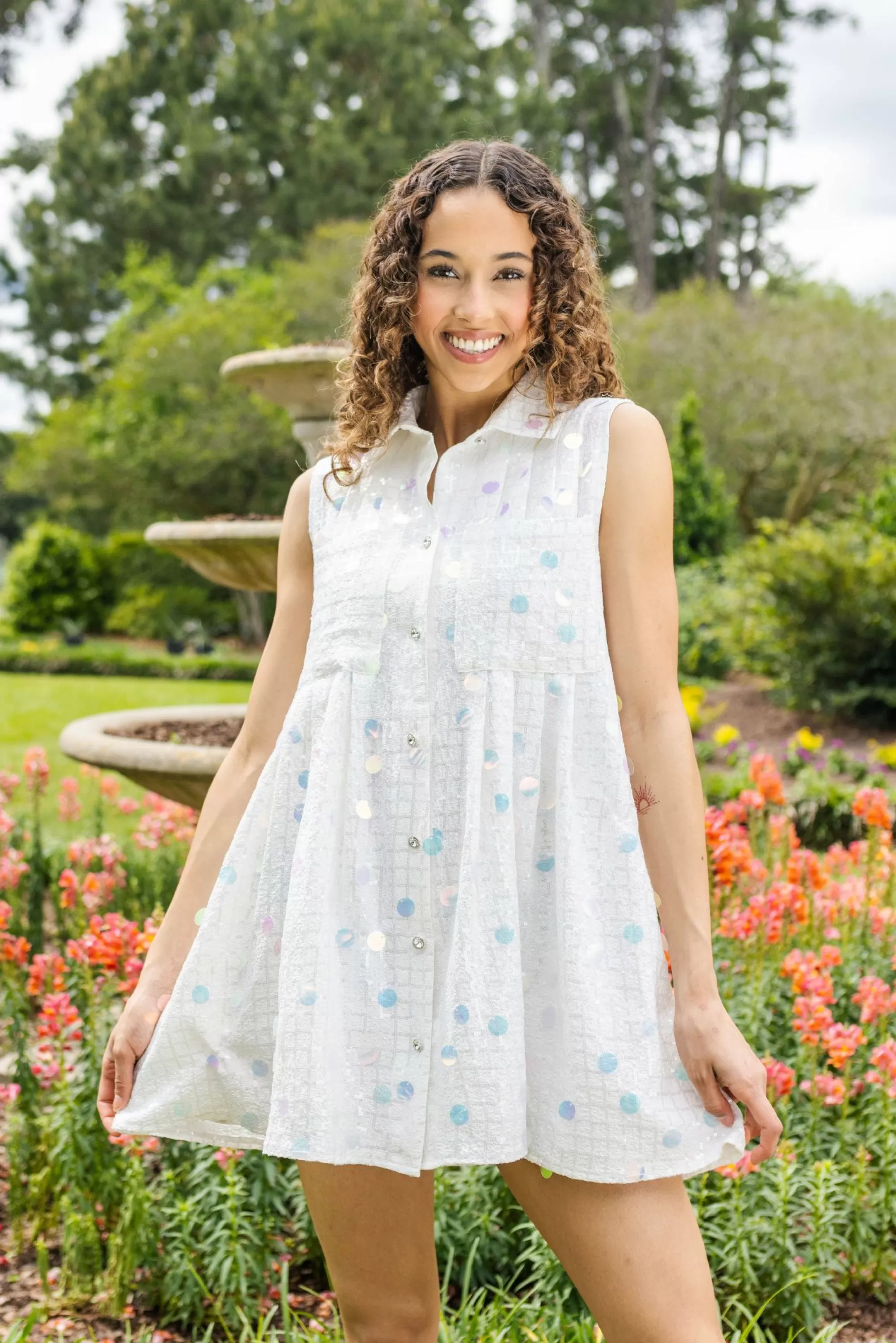 womens Queen Of Sparkles Checker Pailette Collar Dress