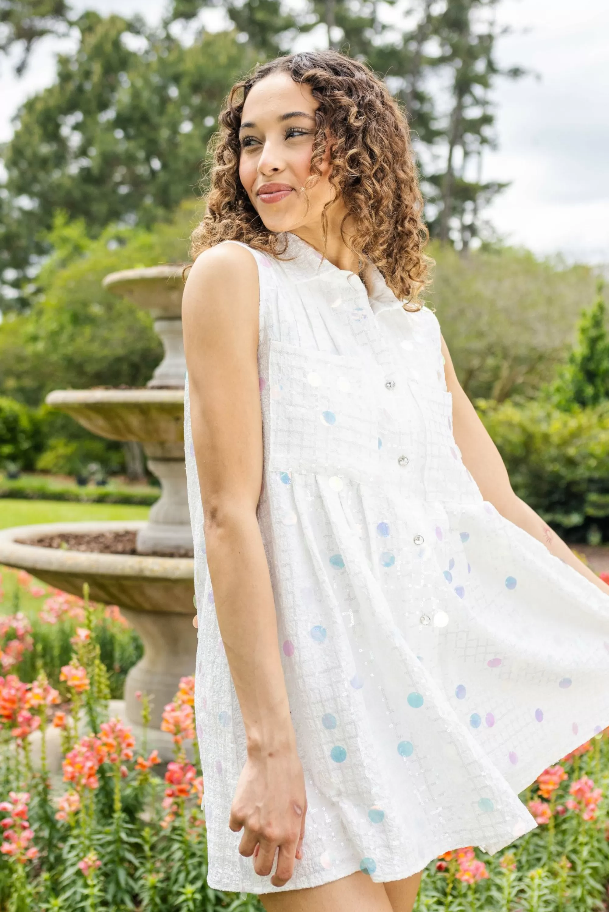 womens Queen Of Sparkles Checker Pailette Collar Dress