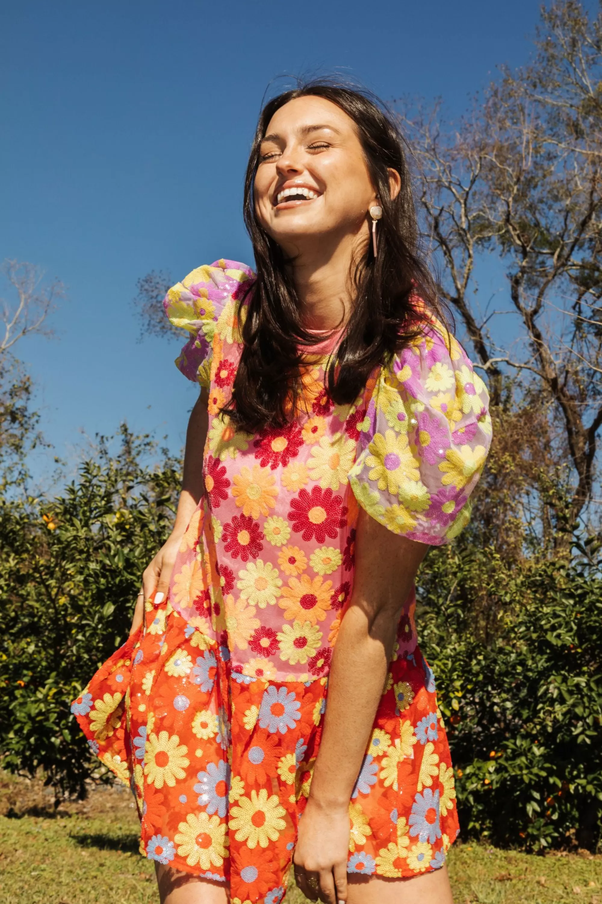 womens Queen Of Sparkles Colorblock Daisy Dress
