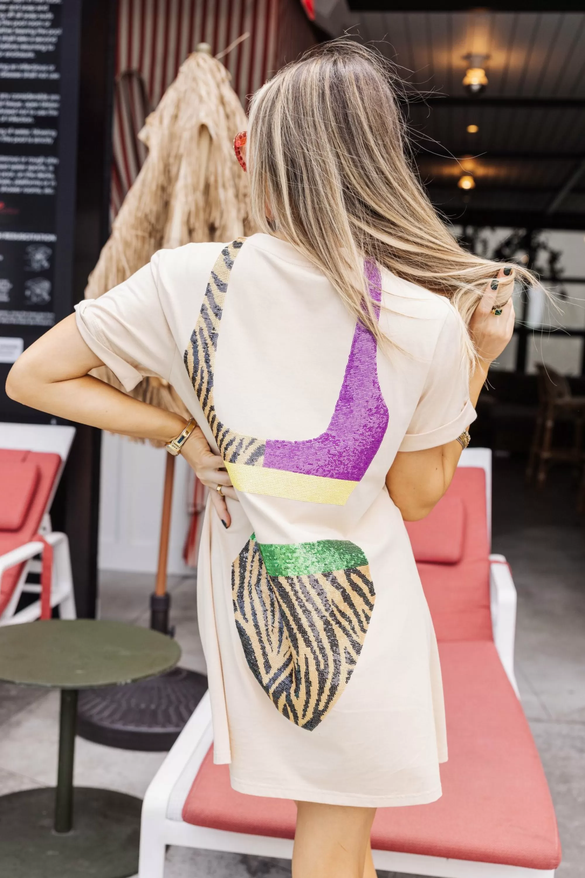 womens Queen Of Sparkles Colorblock Tiger Bikini Coverup