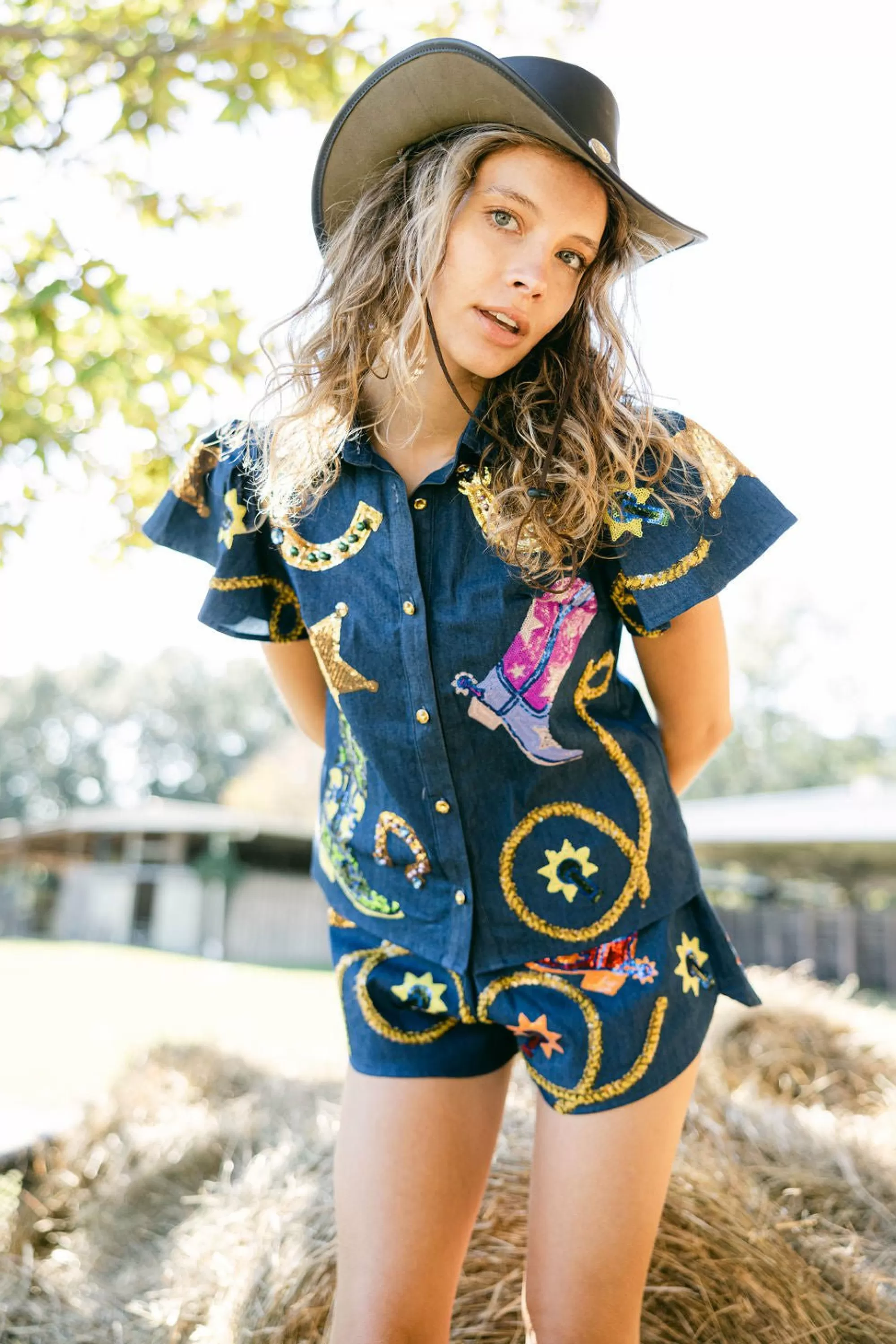 womens Queen Of Sparkles Cowgirl Icon Short