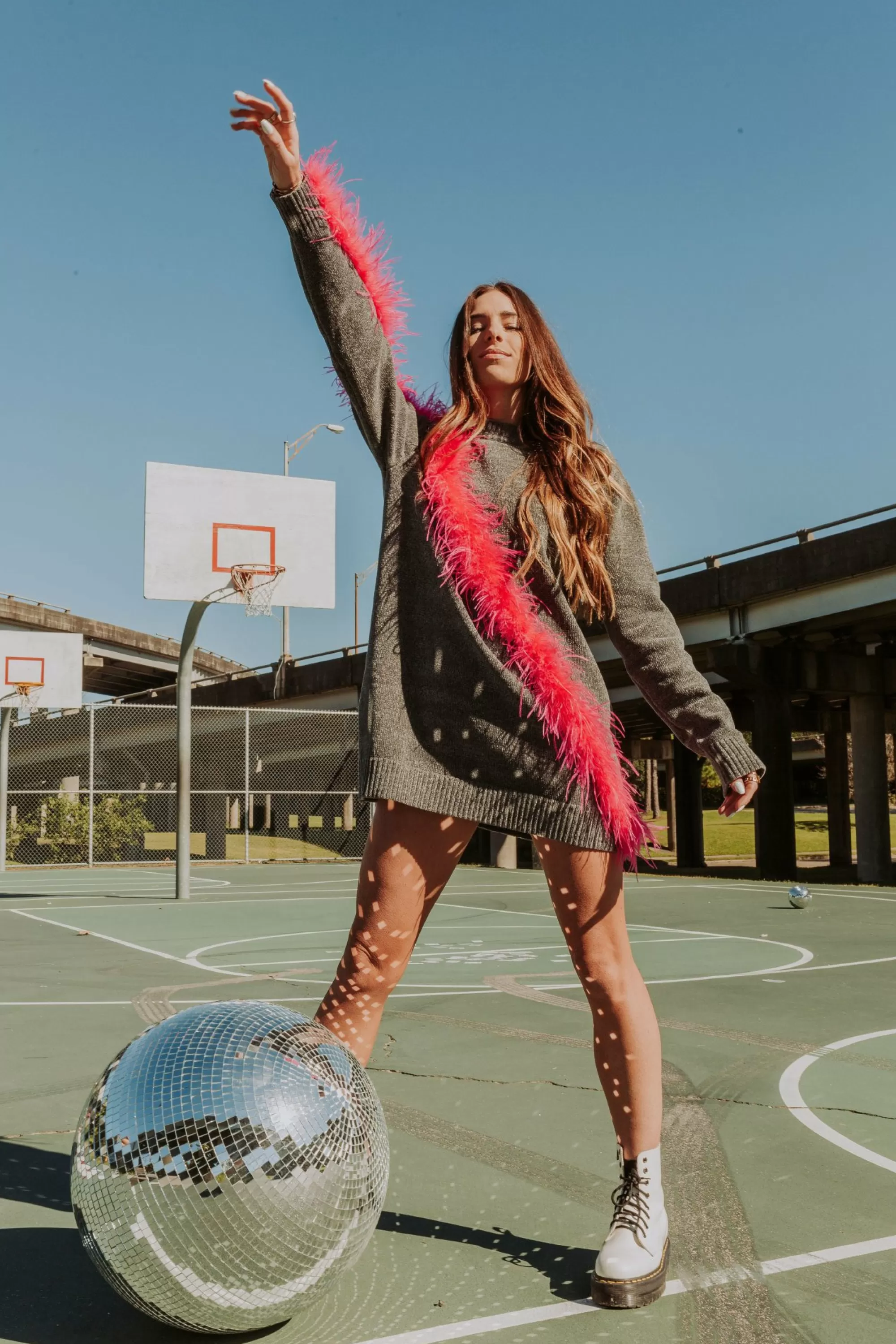 womens Queen Of Sparkles Diagonal Feather Sweater Dress