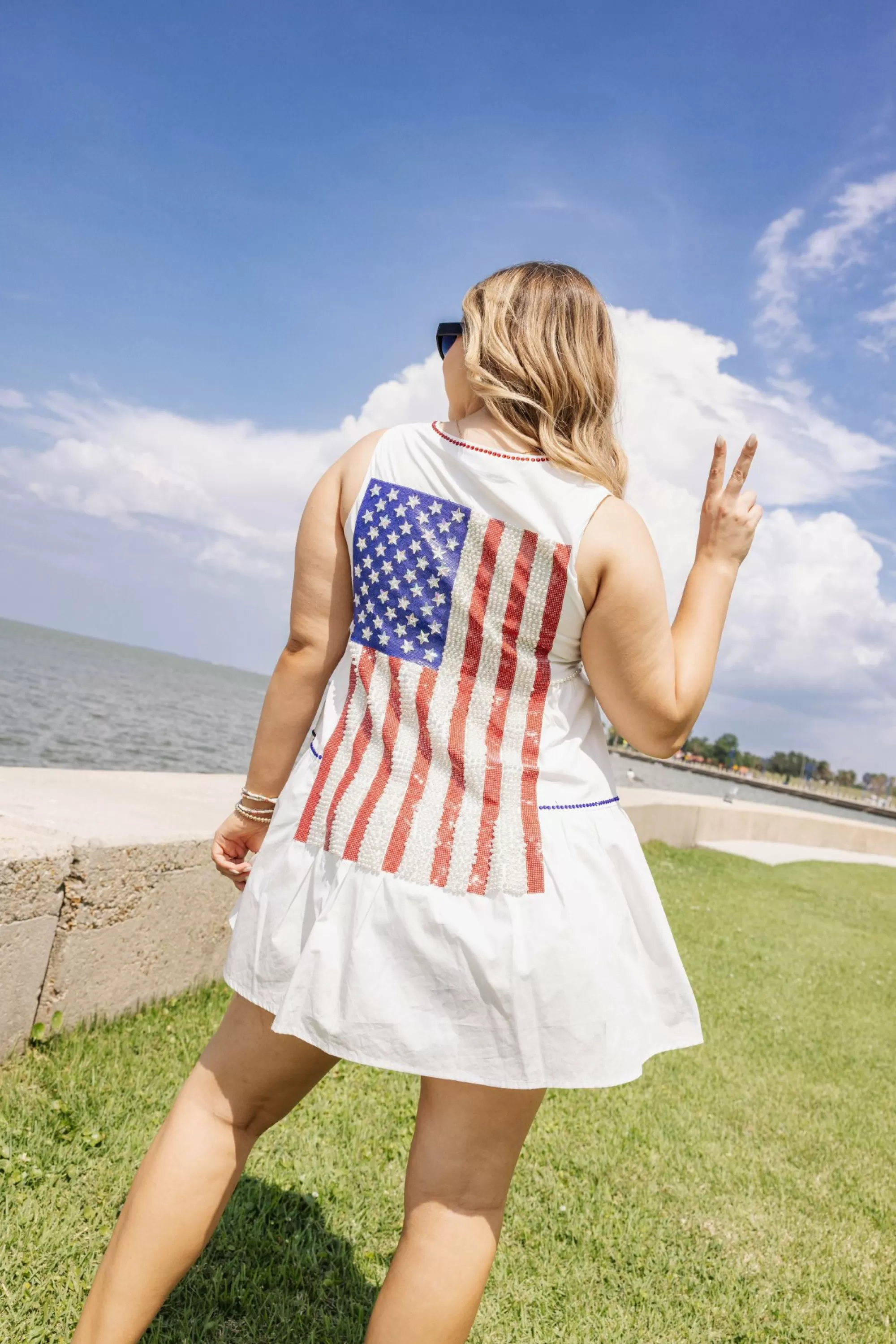 womens Queen Of Sparkles Flag Back Dress