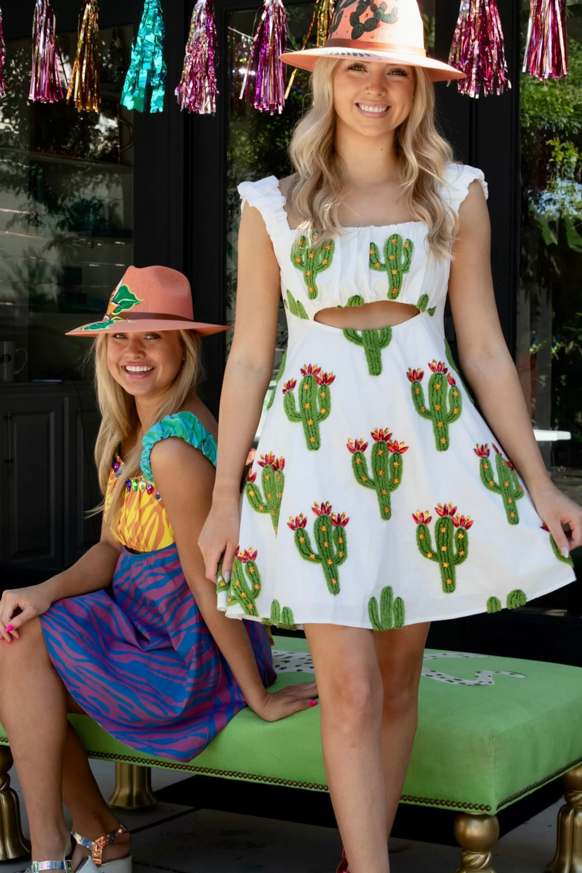 womens Queen Of Sparkles Fuzzy Cactus Dress