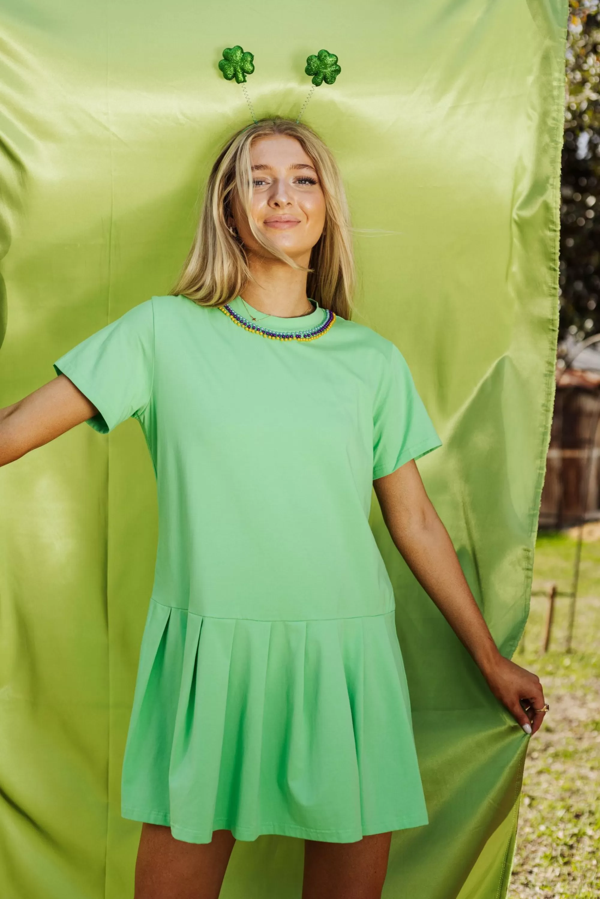 womens Queen Of Sparkles Green Tee Crown Dress
