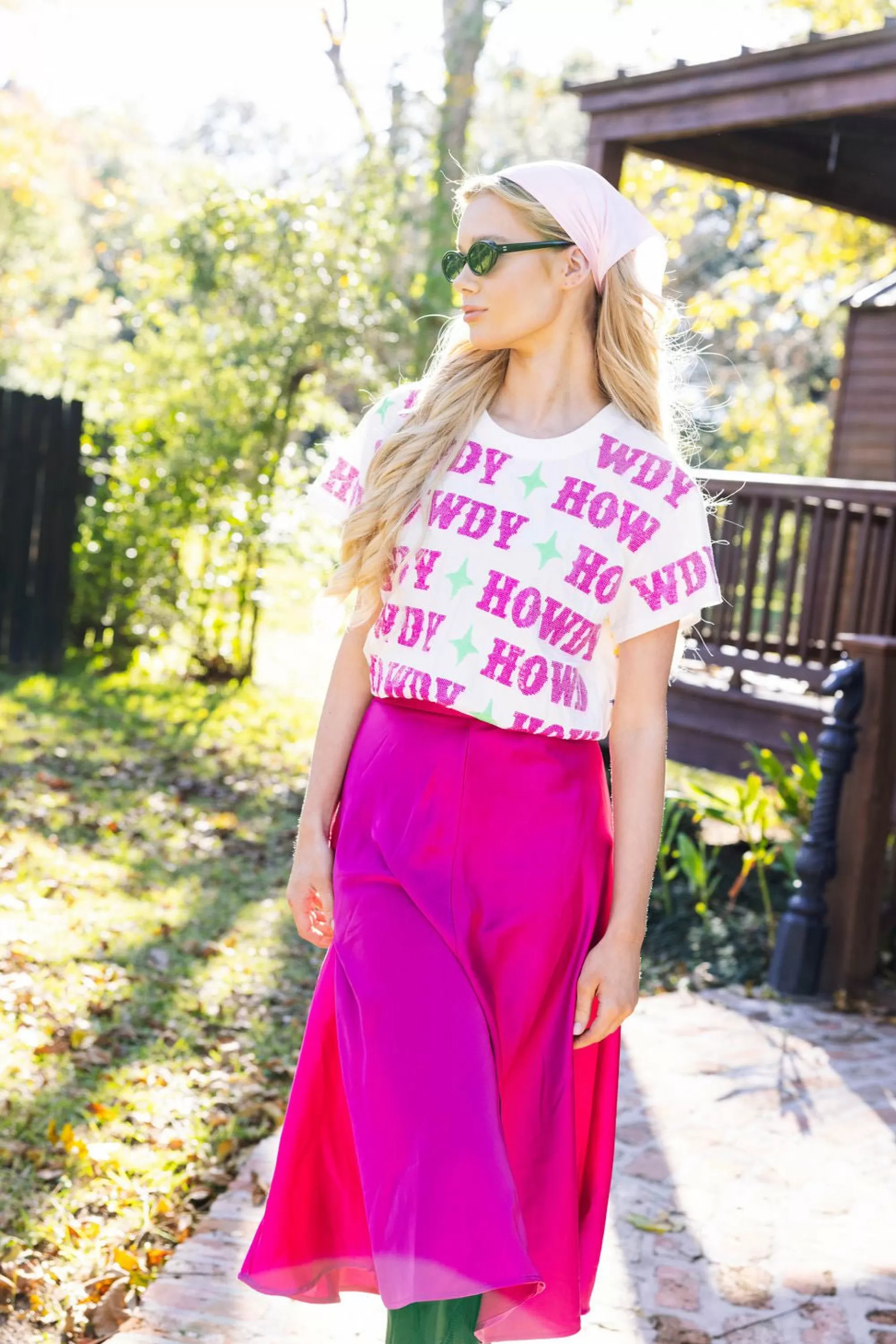 womens Queen Of Sparkles Howdy Y'All Colorblock Tee