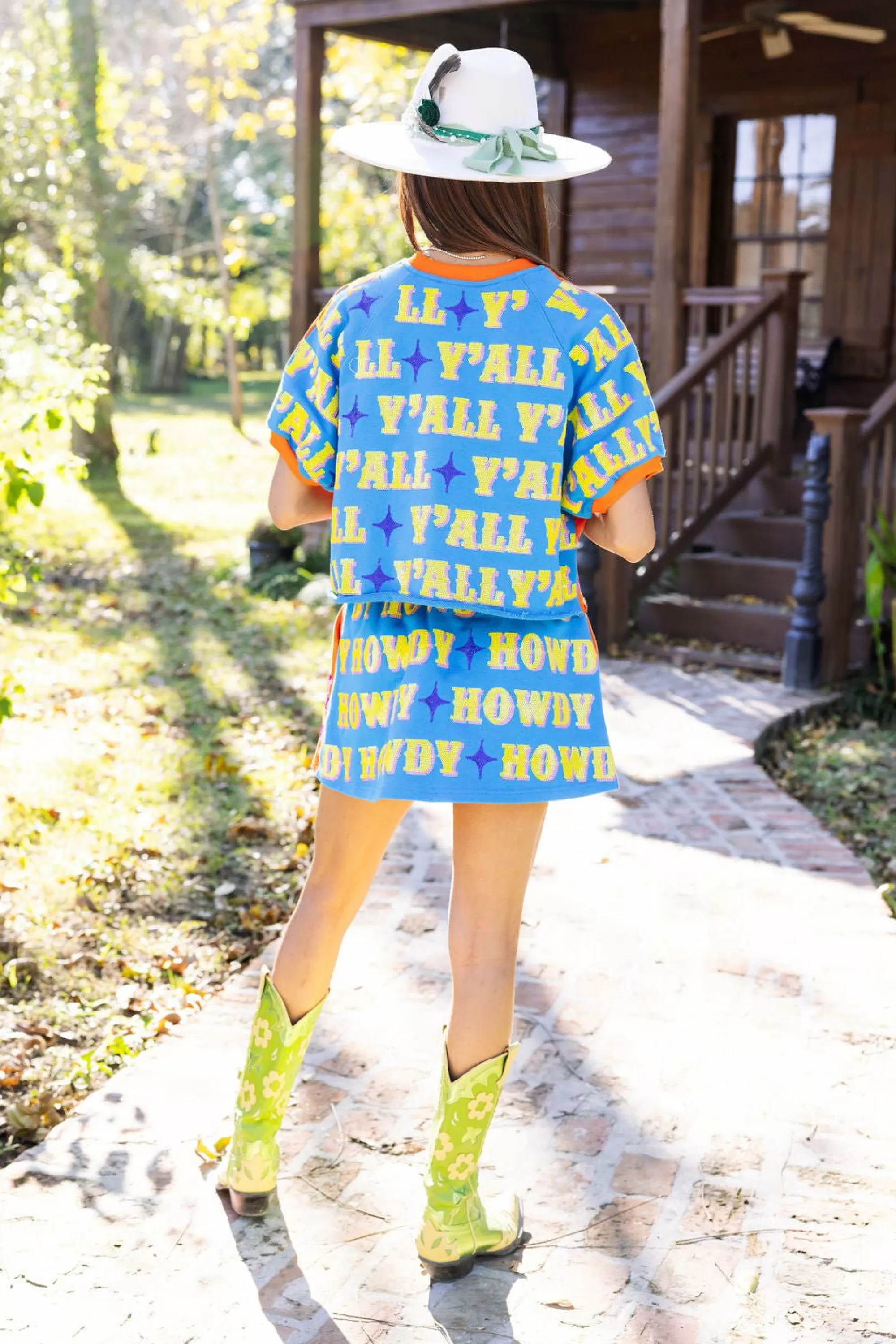 womens Queen Of Sparkles Howdy Y'All Colorblock Top