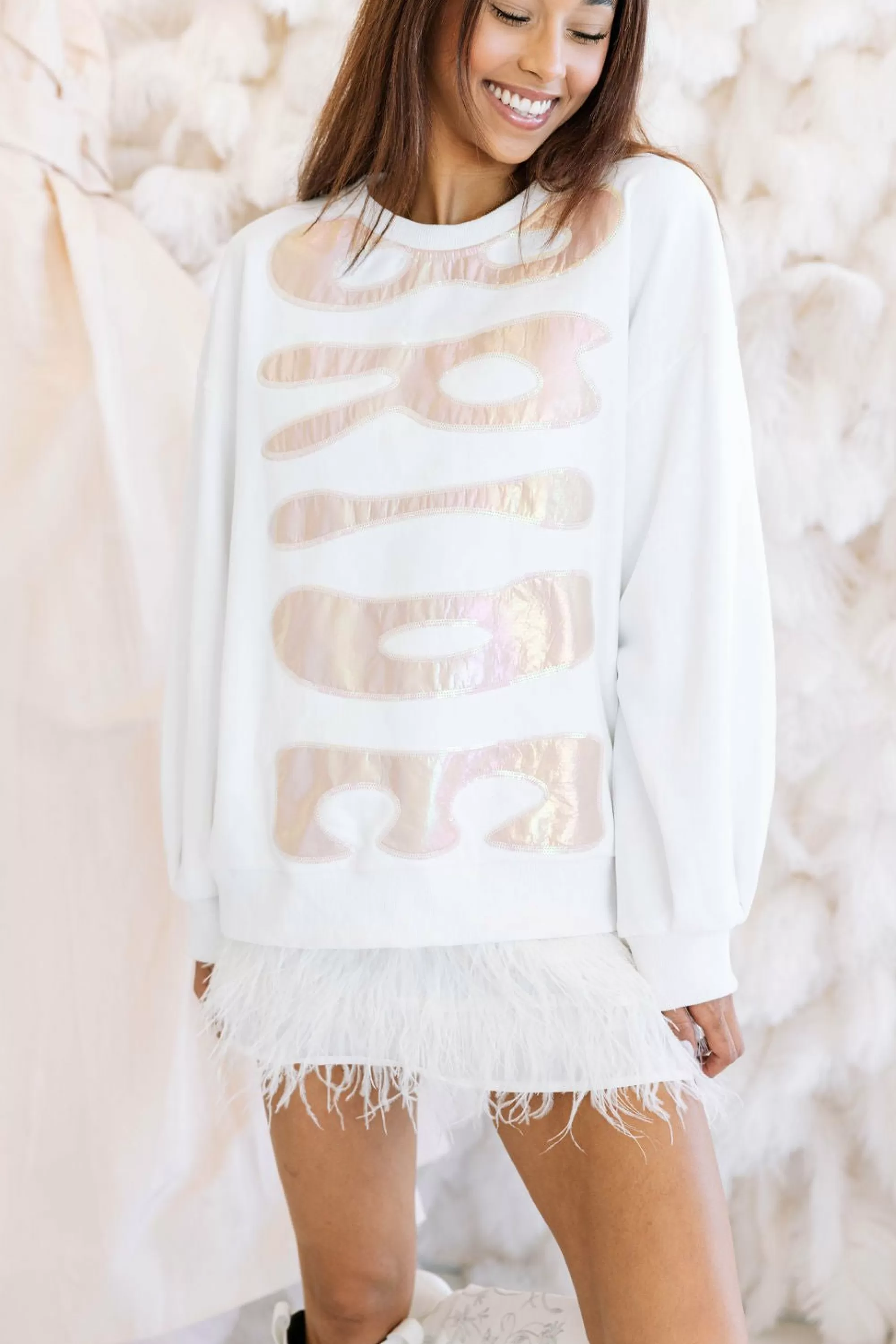 womens Queen Of Sparkles Iridescent Bride Sweatshirt