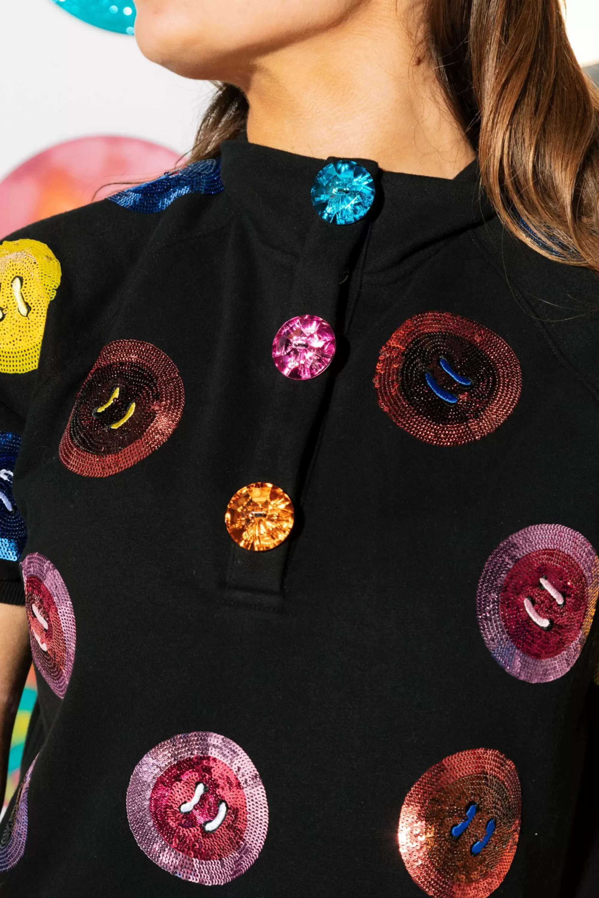 womens Queen Of Sparkles Mega Button Dress