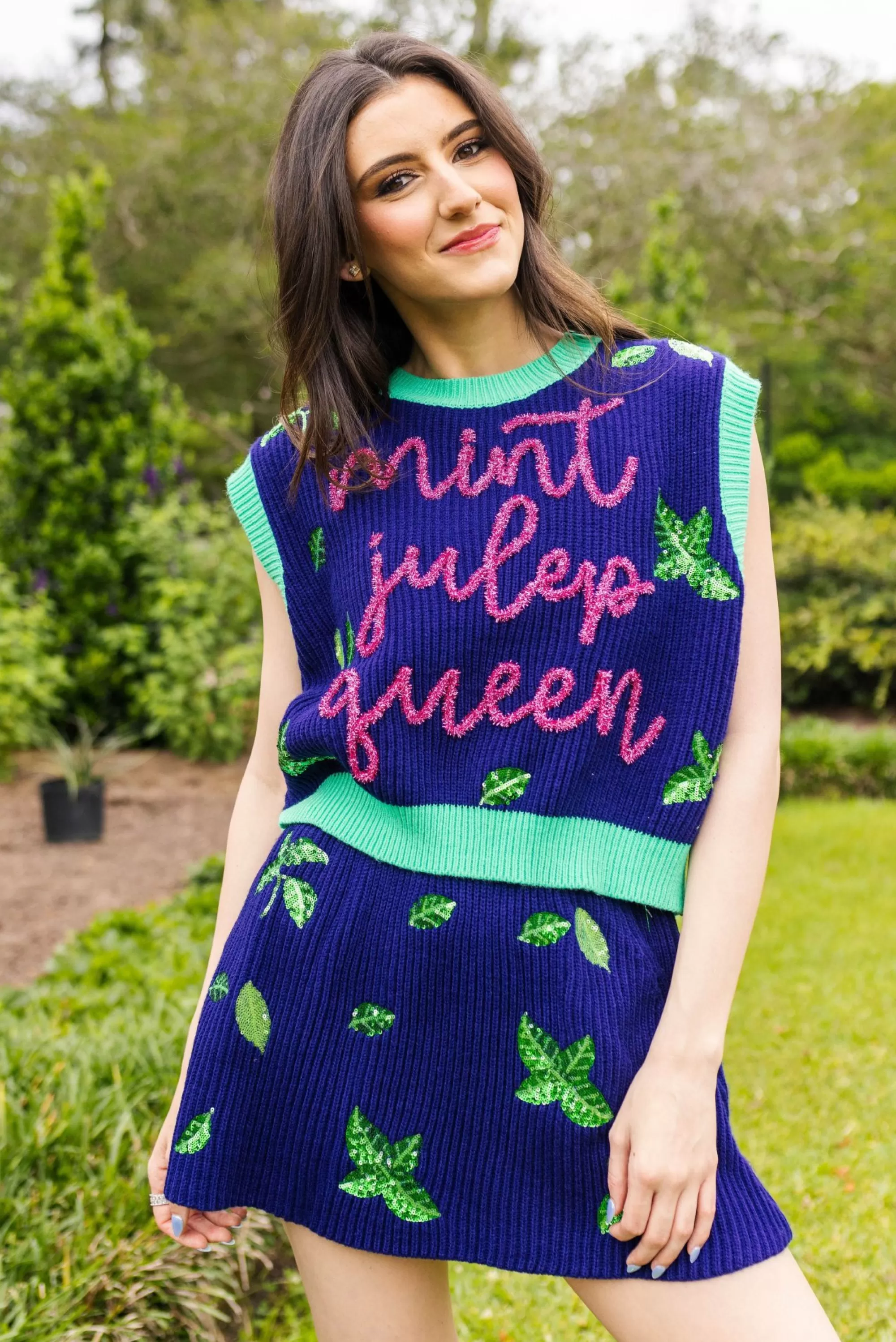 womens Queen Of Sparkles Mint Julep Queen Sweater Vest