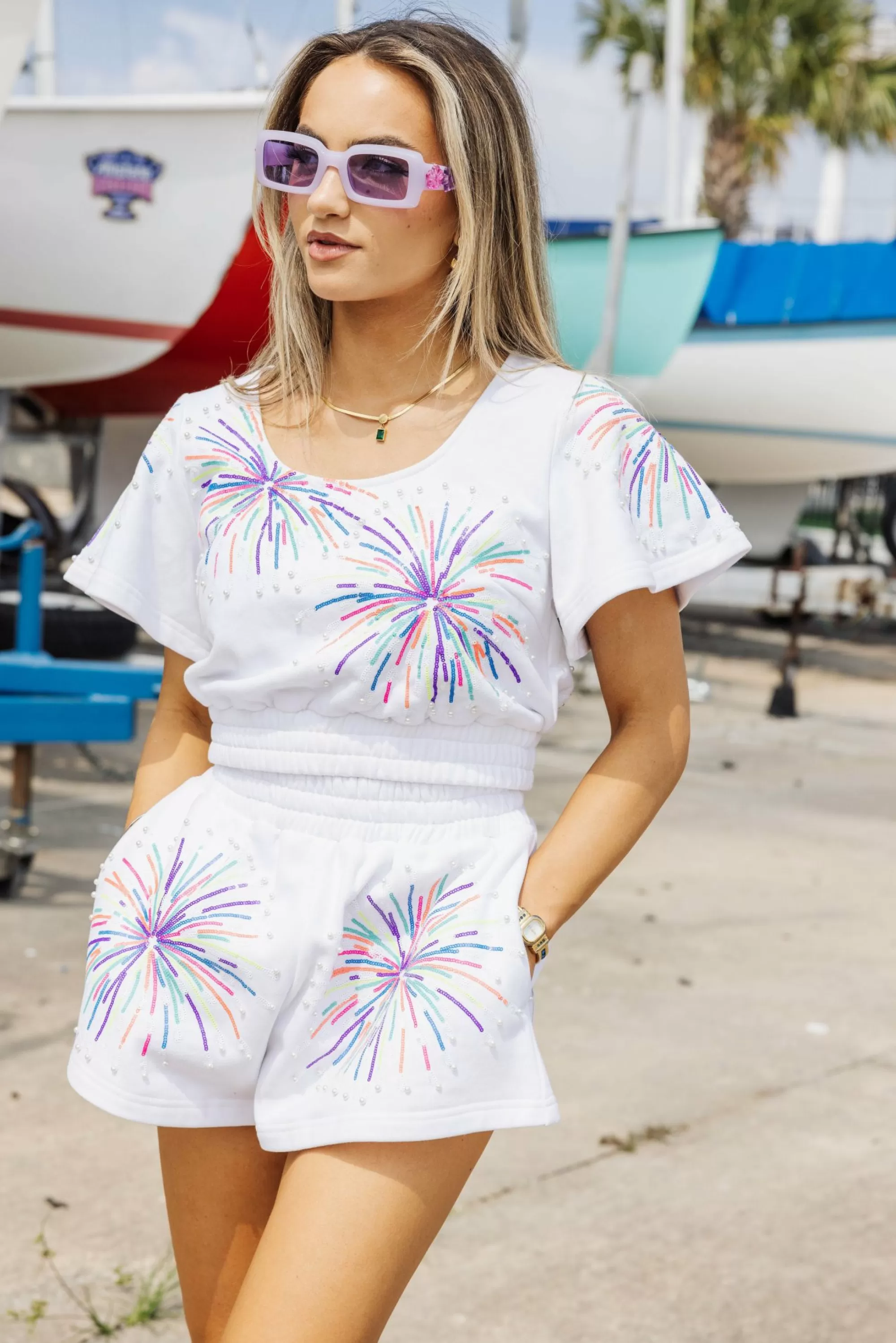 womens Queen Of Sparkles Multi Firework Top