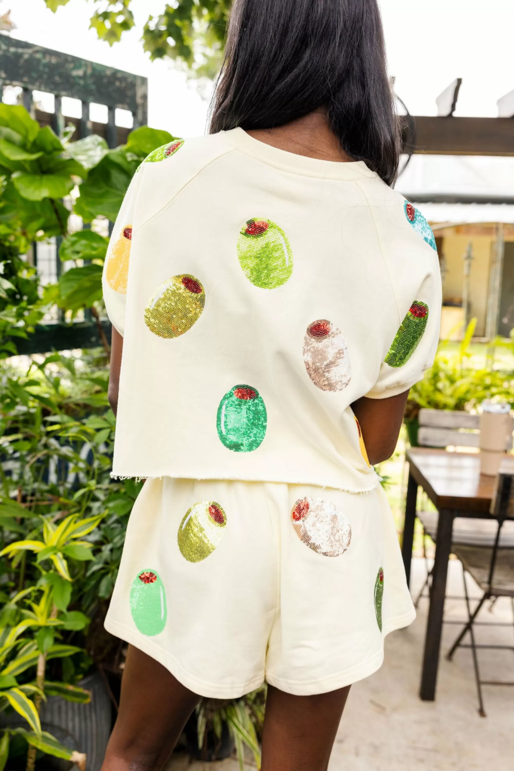 womens Queen Of Sparkles Multi Olive All Over Short