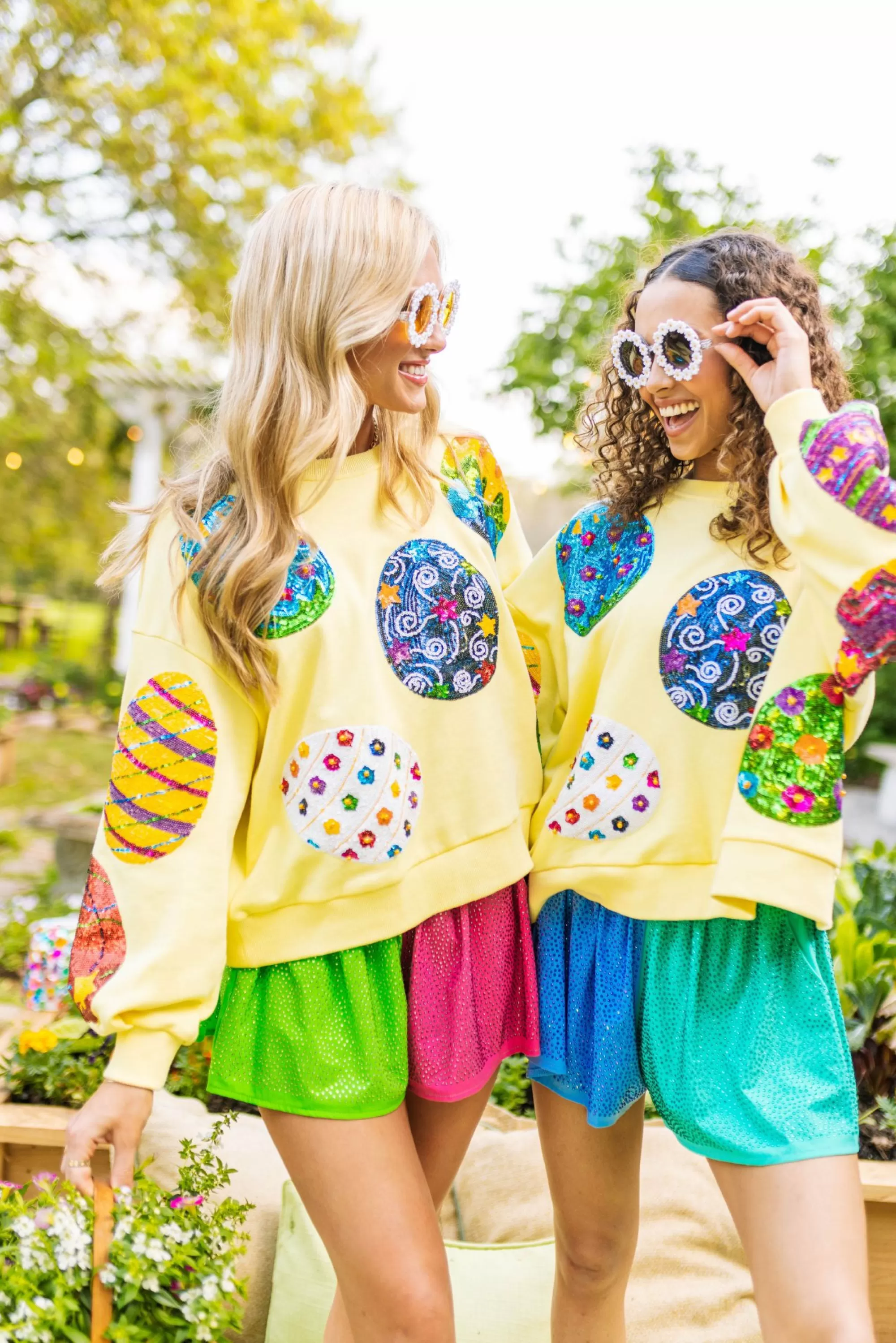 womens Queen Of Sparkles Pale Easter Egg Sweatshirt