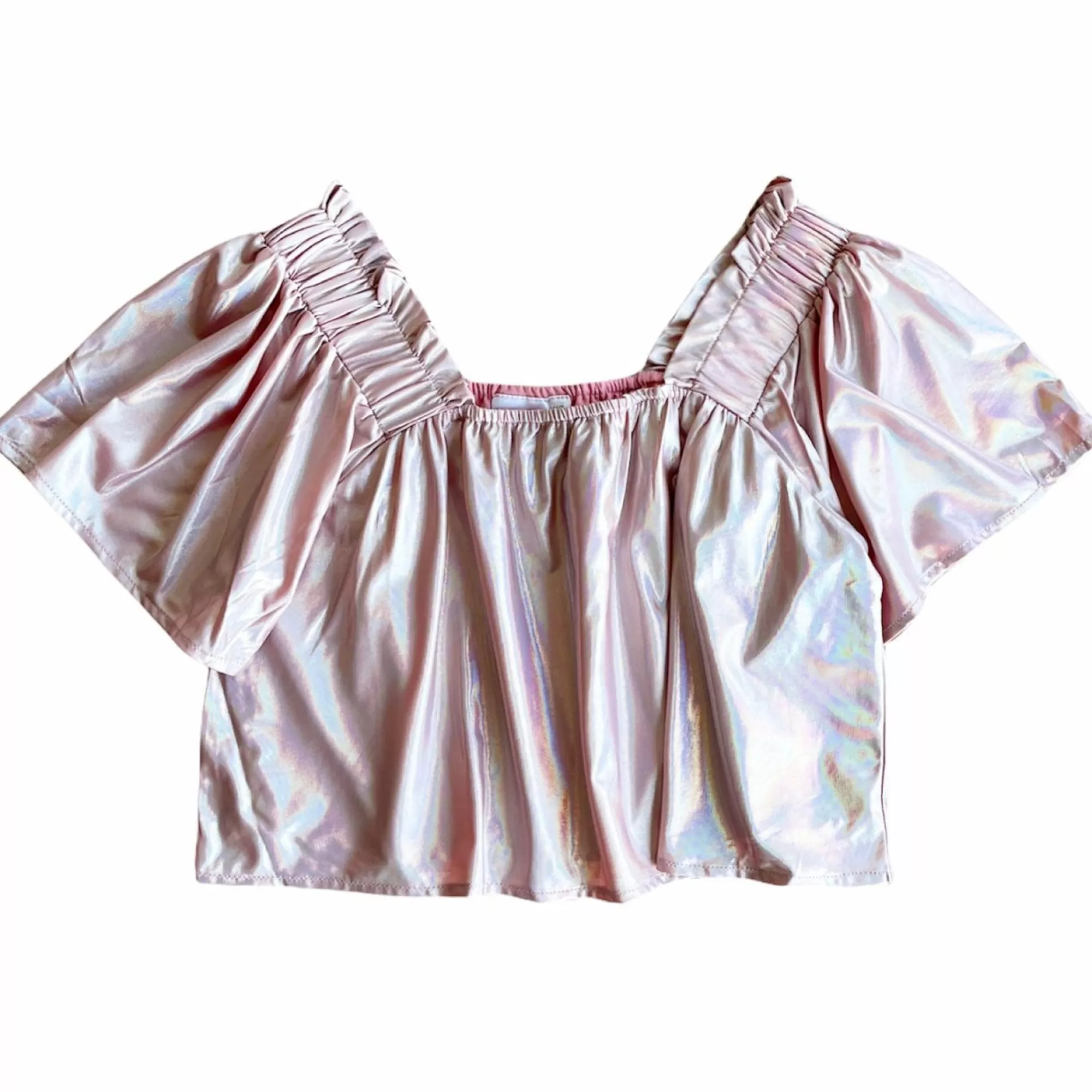 womens Queen Of Sparkles Pale Graphic Flutter Top