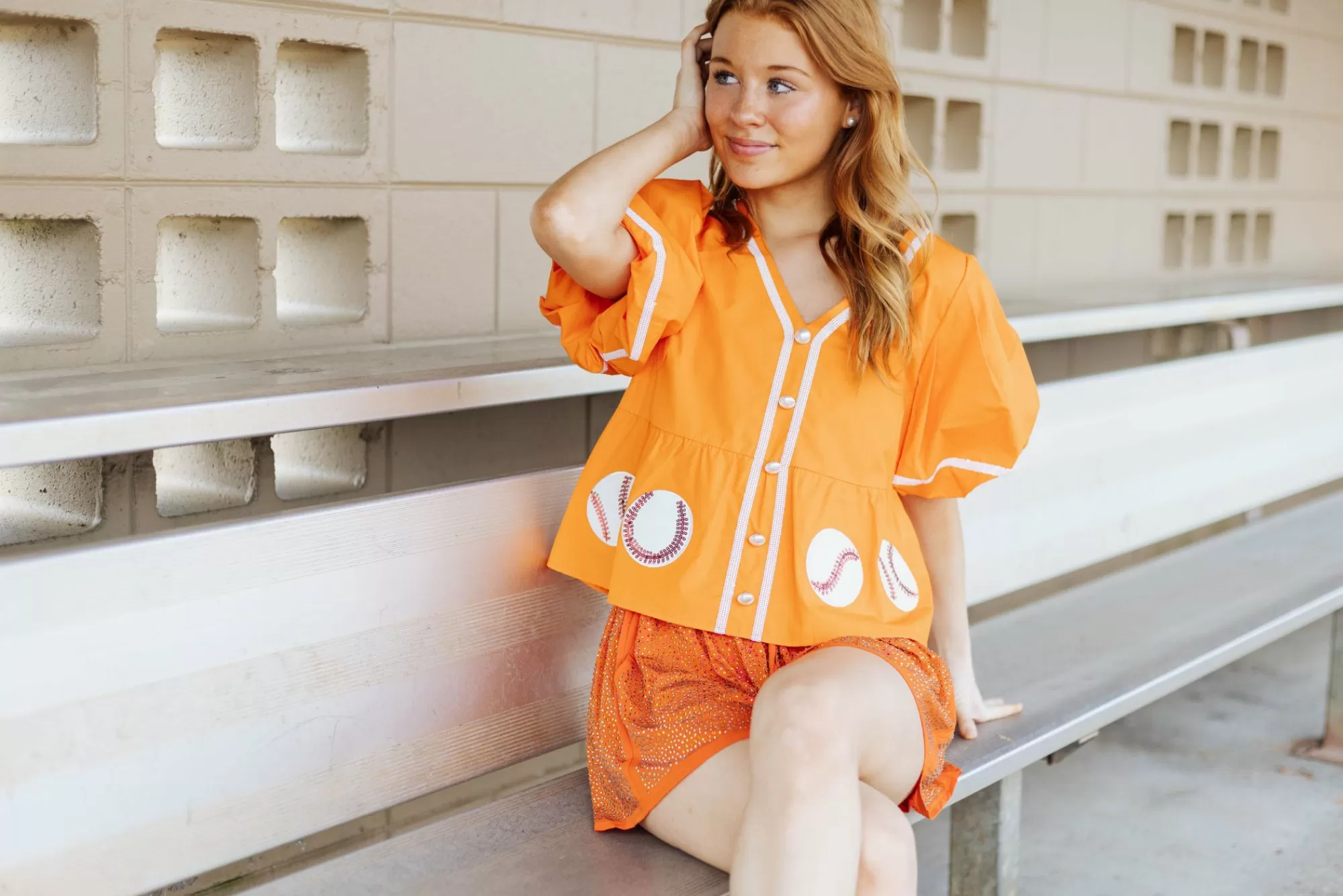 womens Queen Of Sparkles Peplum Baseball Top
