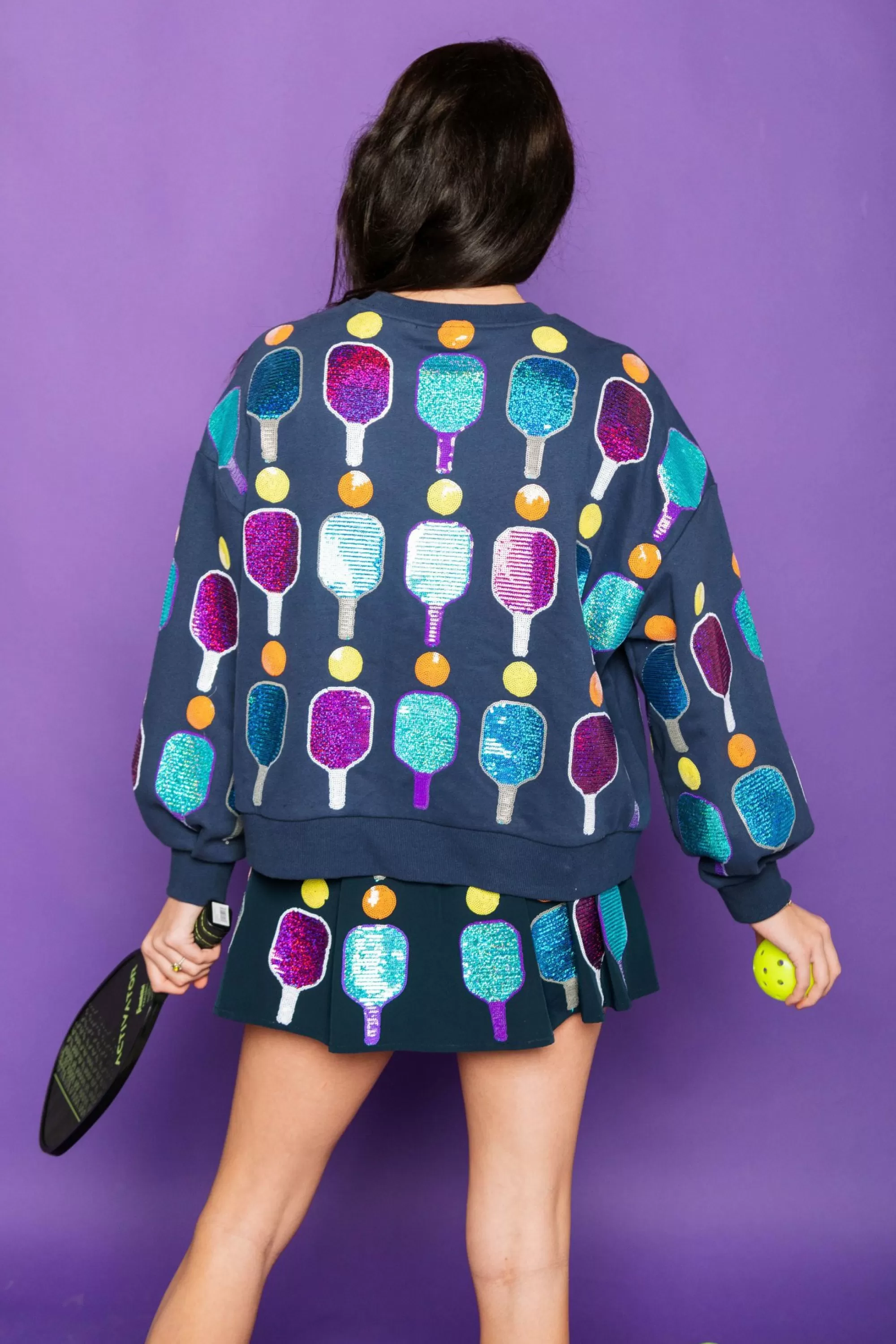 womens Queen Of Sparkles Pickleball Sweatshirt