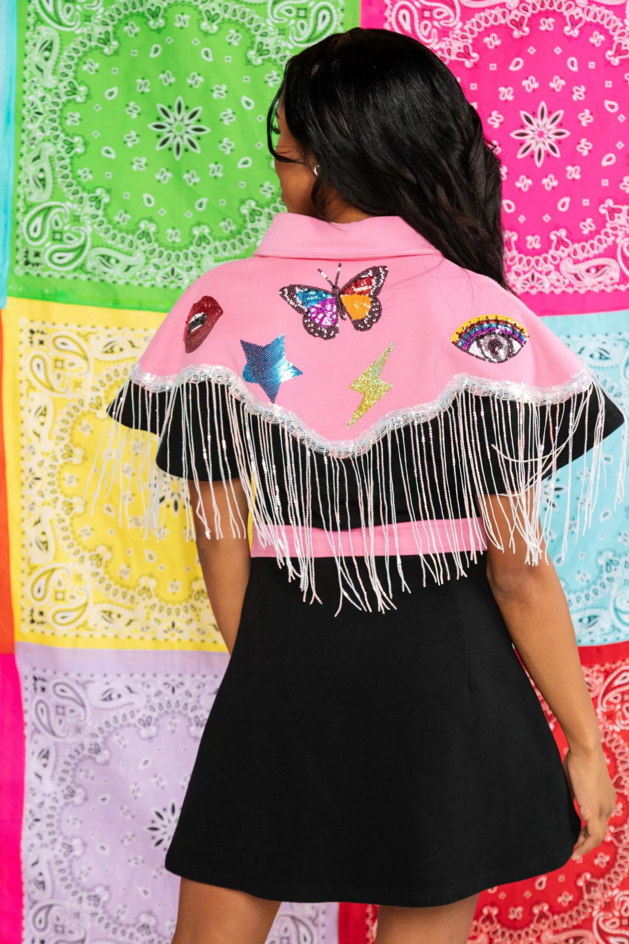 womens Queen Of Sparkles Pink & Black Icon Cowgirl Dress