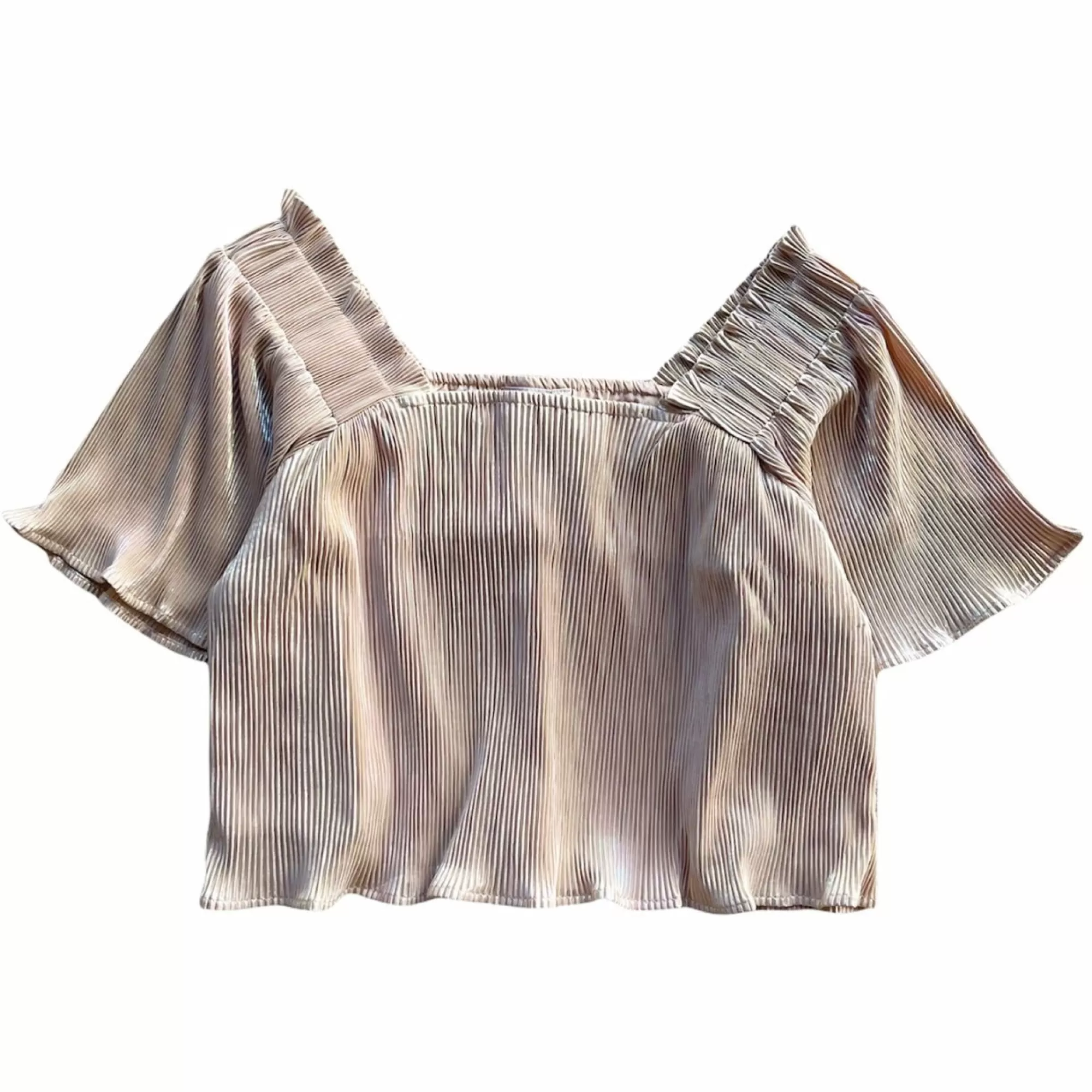 womens Queen Of Sparkles Pleat Flutter Top