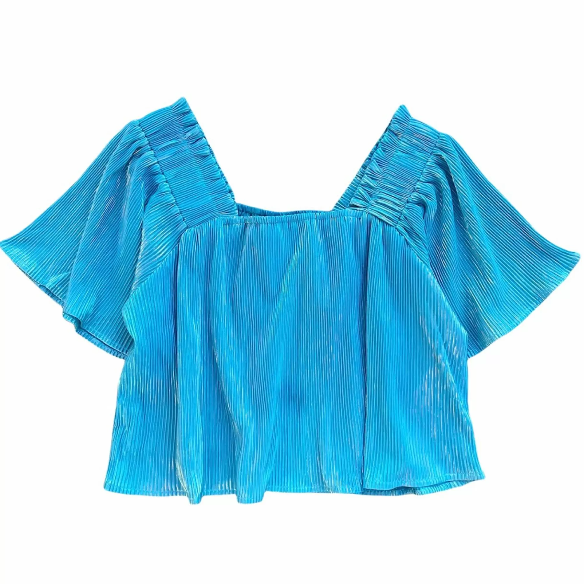 womens Queen Of Sparkles Pleat Flutter Top