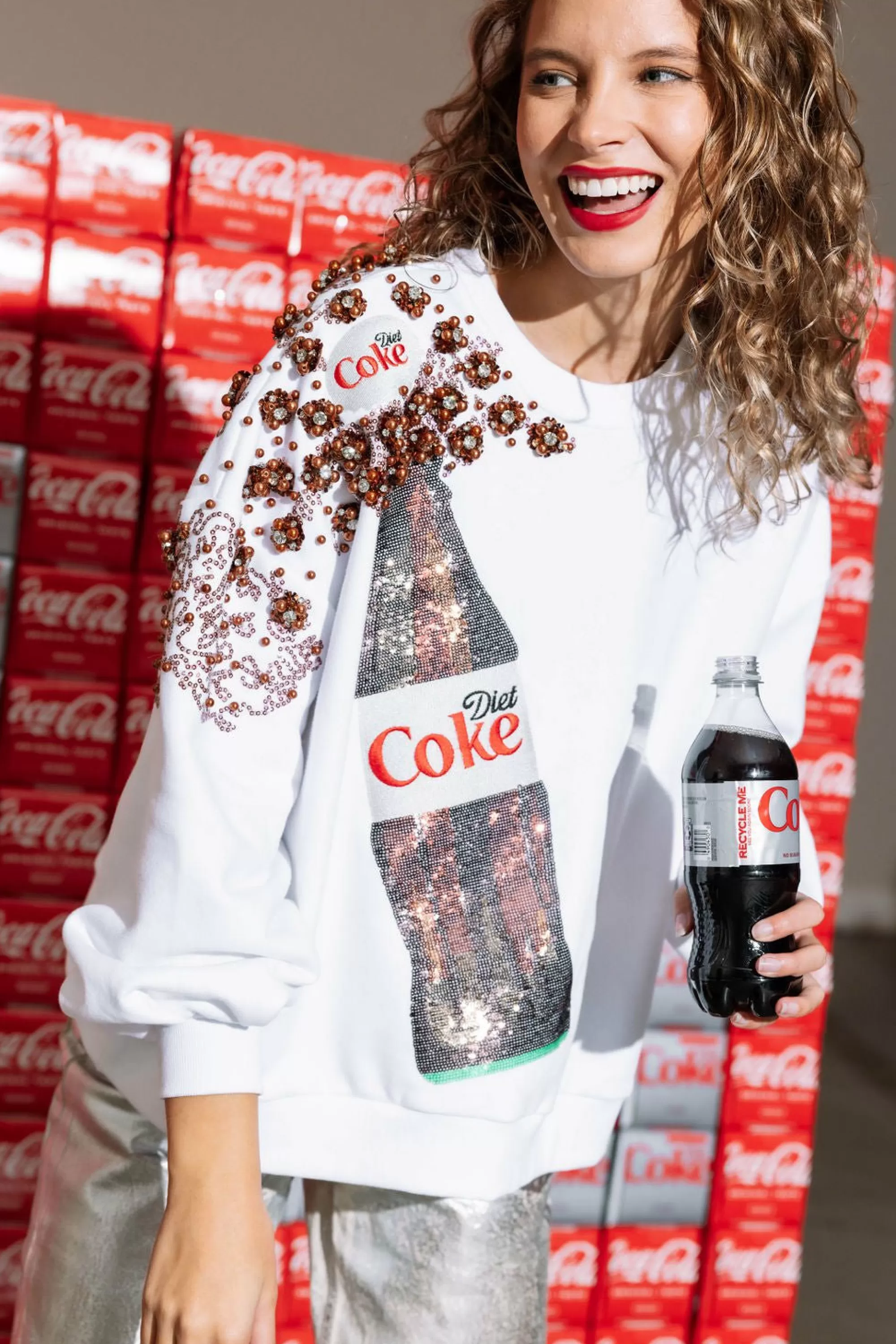 womens Queen Of Sparkles Popping Diet Coke® Bottle Sweatshirt