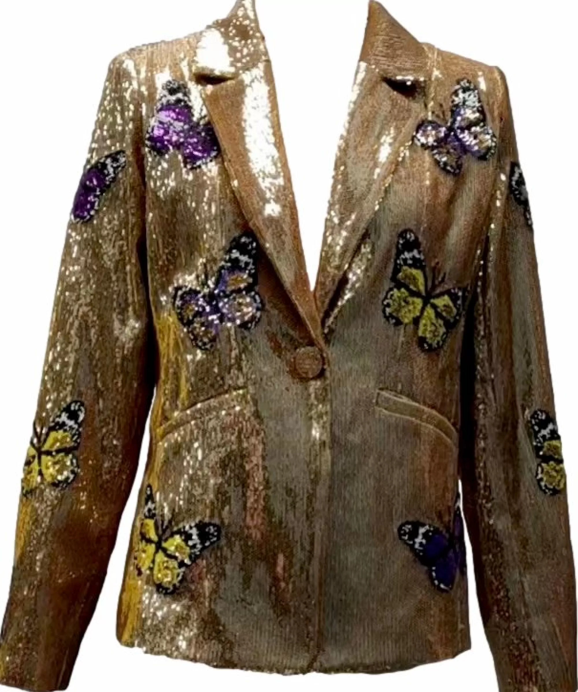womens Queen Of Sparkles Purple Sequin Butterfly Blazer
