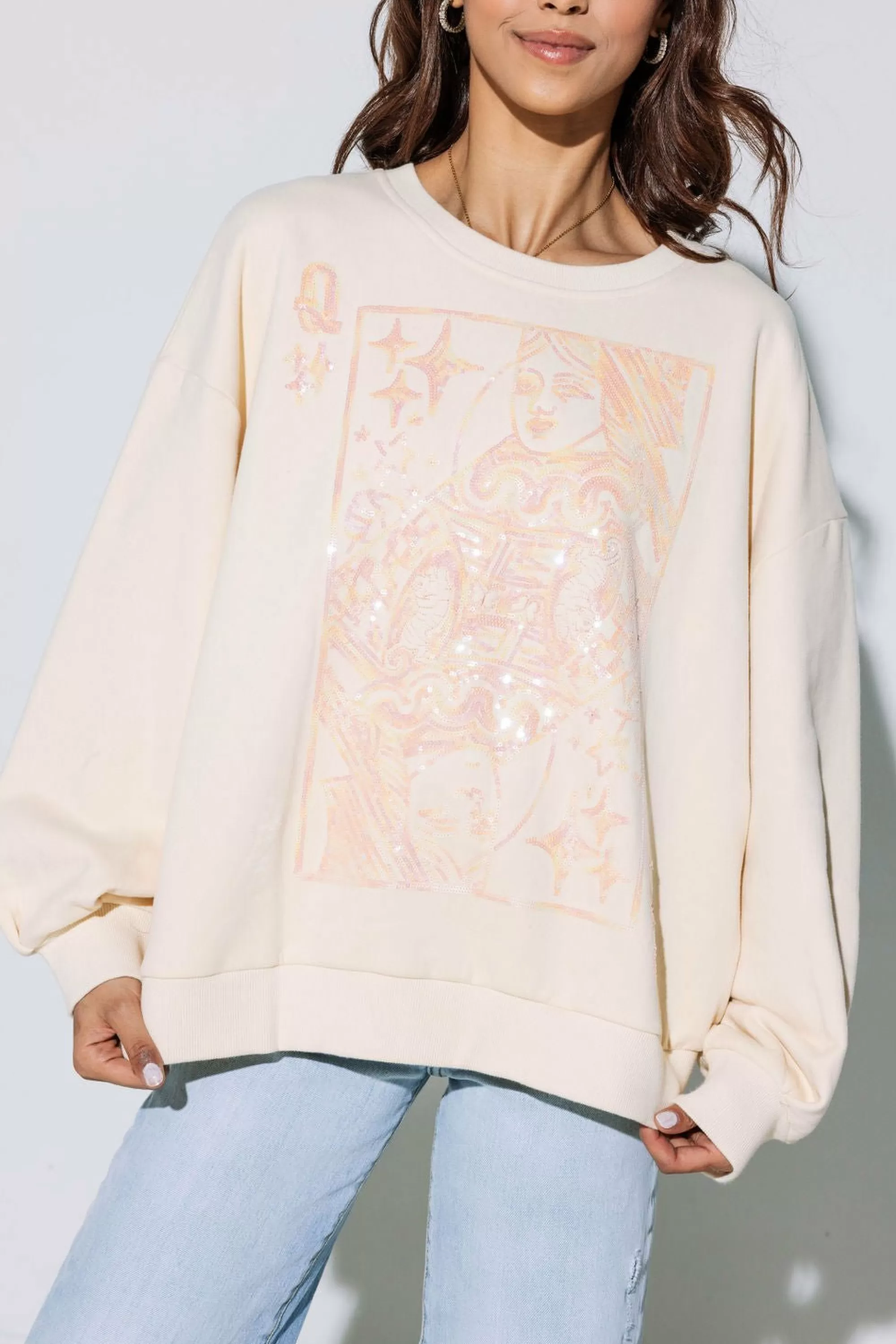womens Queen Of Sparkles Qos Logo Card Sweatshirt