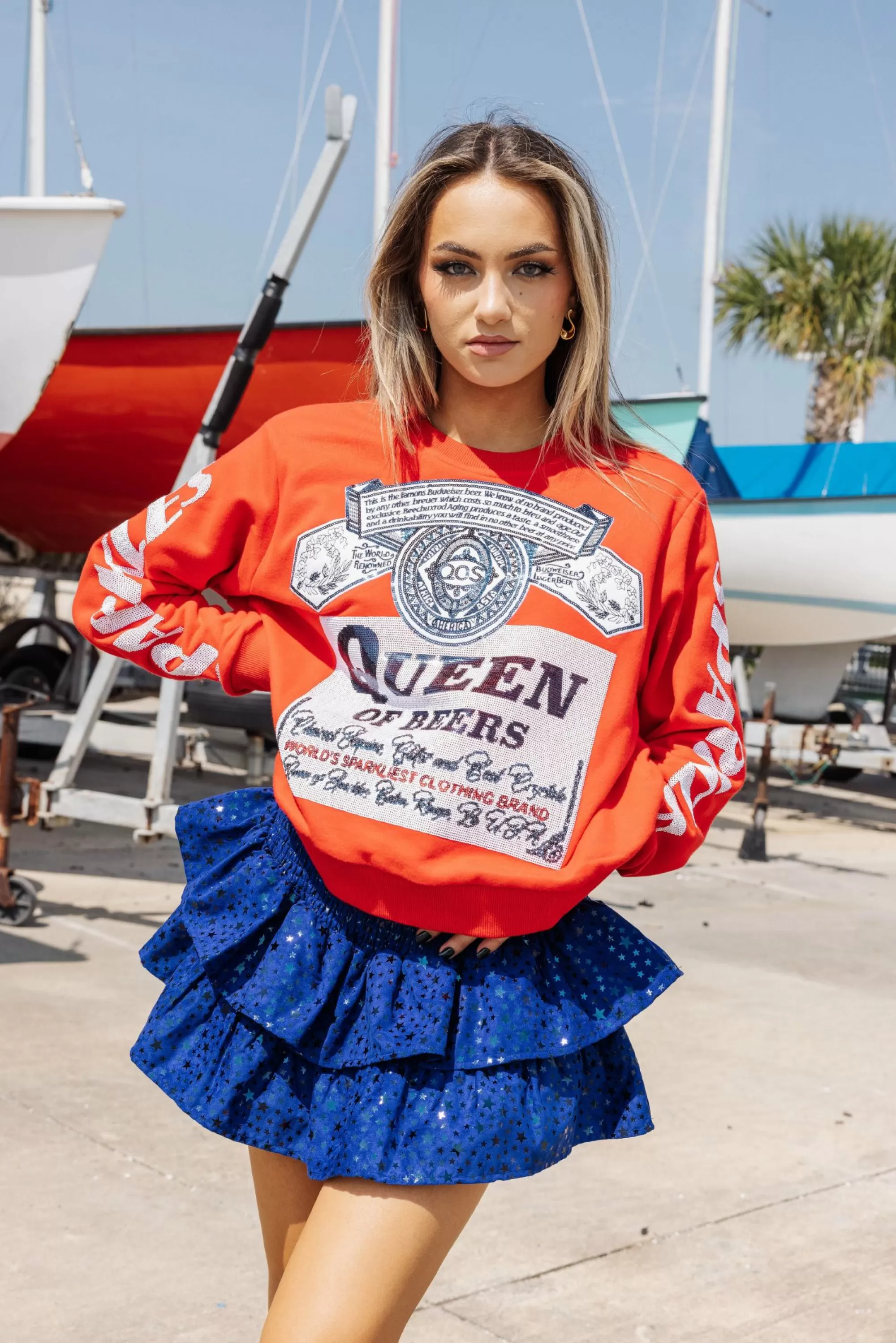 womens Queen Of Sparkles Queen Of Beers Sweatshirt