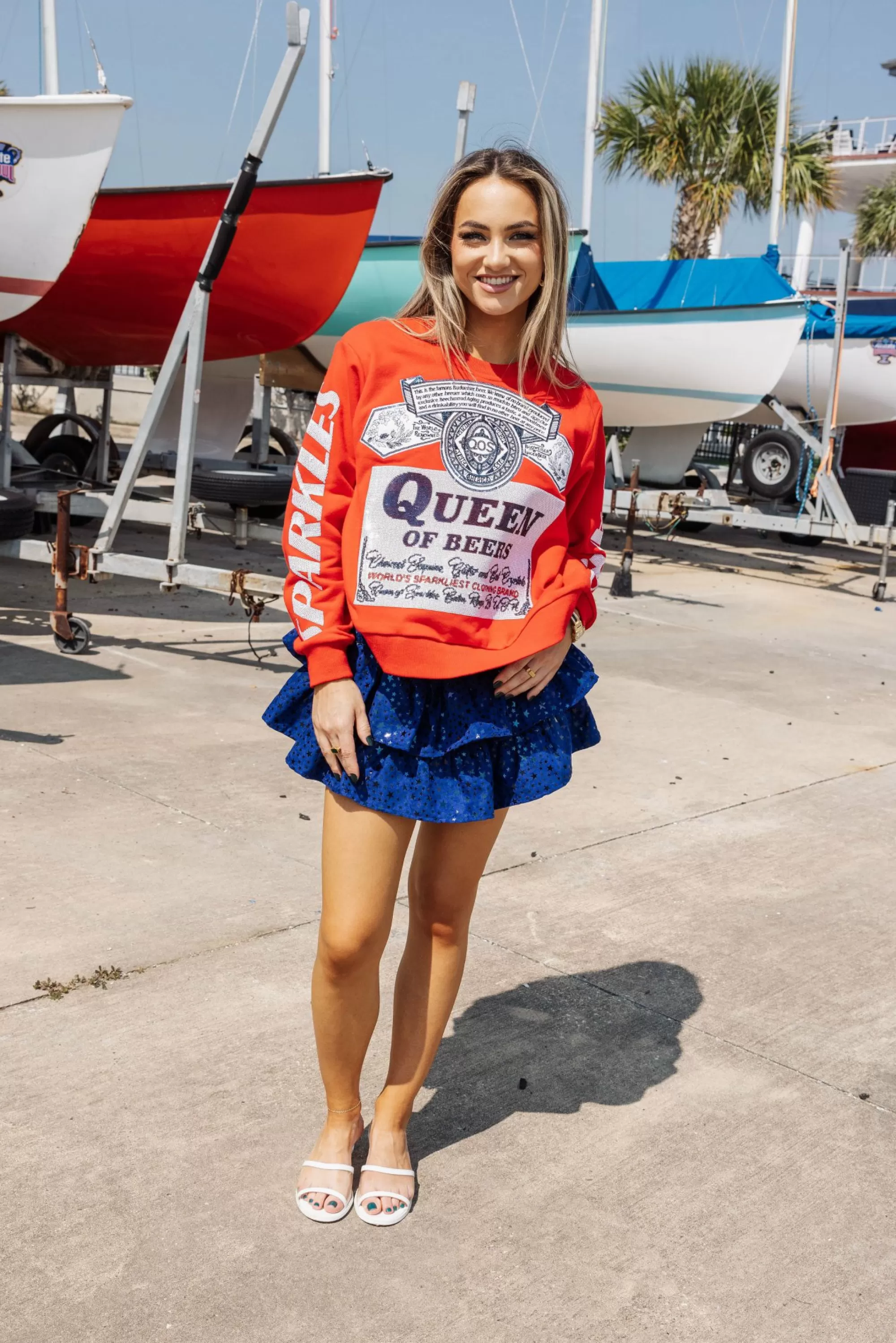 womens Queen Of Sparkles Queen Of Beers Sweatshirt
