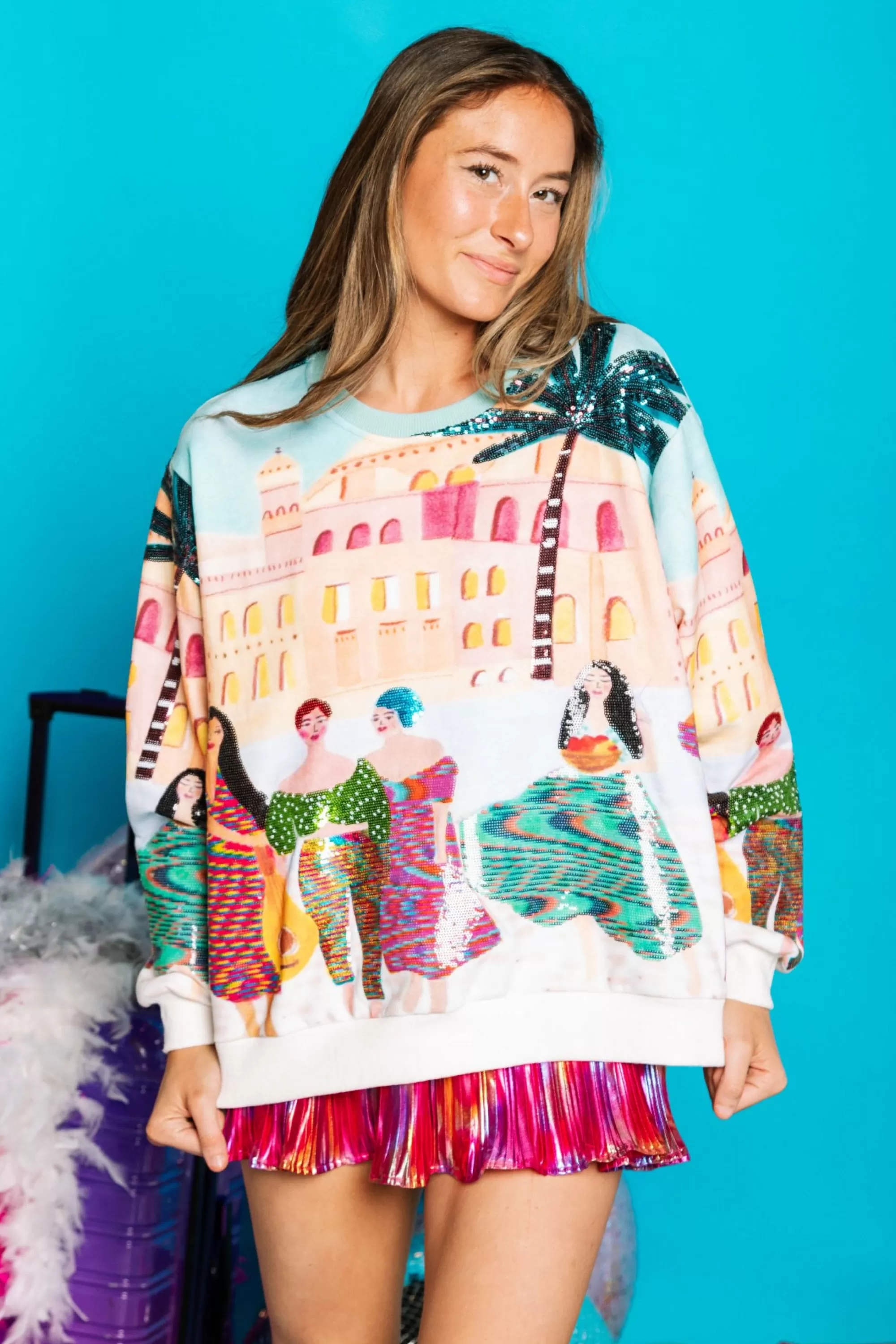 womens Queen Of Sparkles Queens On Vacation Sweatshirt