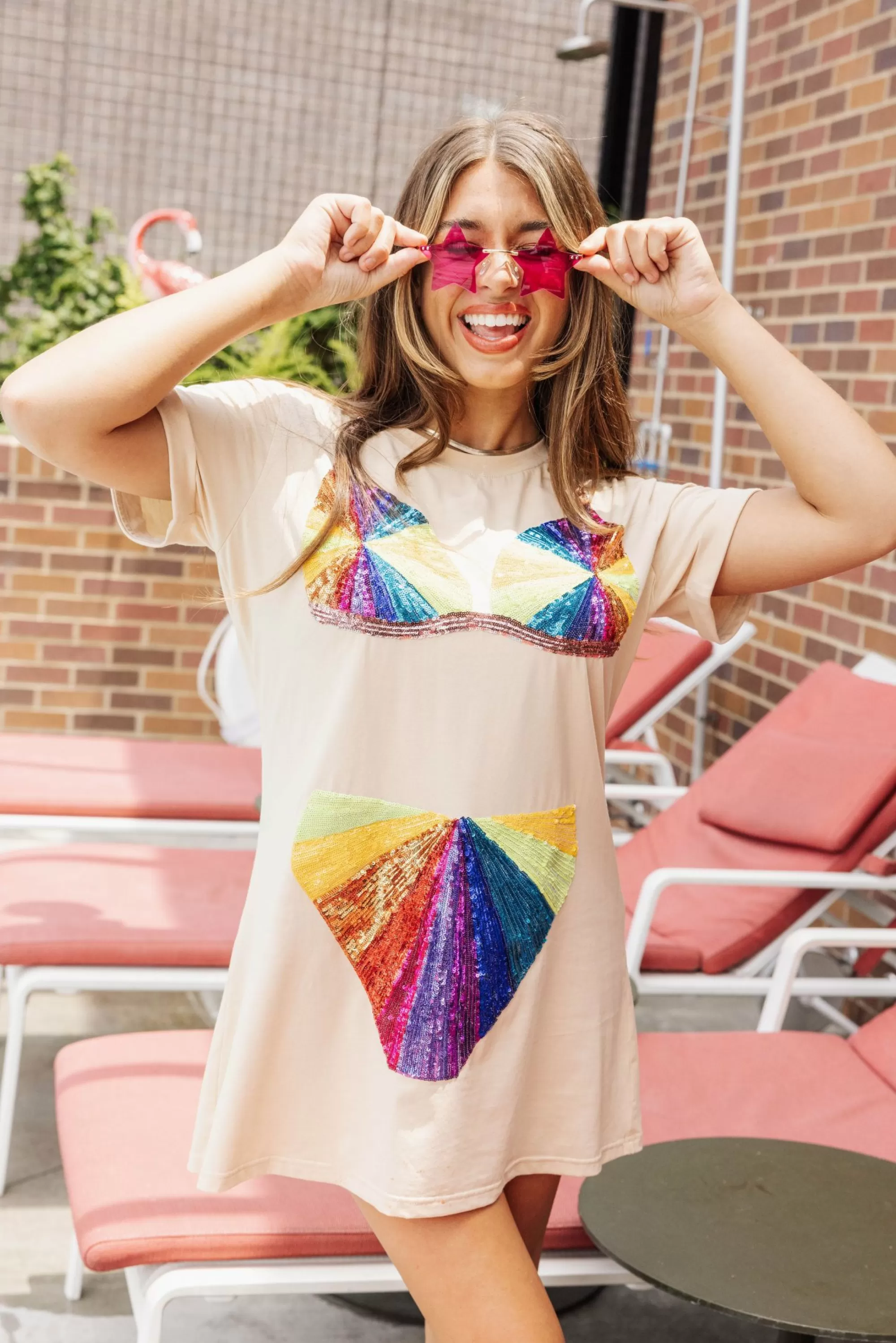 womens Queen Of Sparkles Rainbow Burst Bikini Coverup