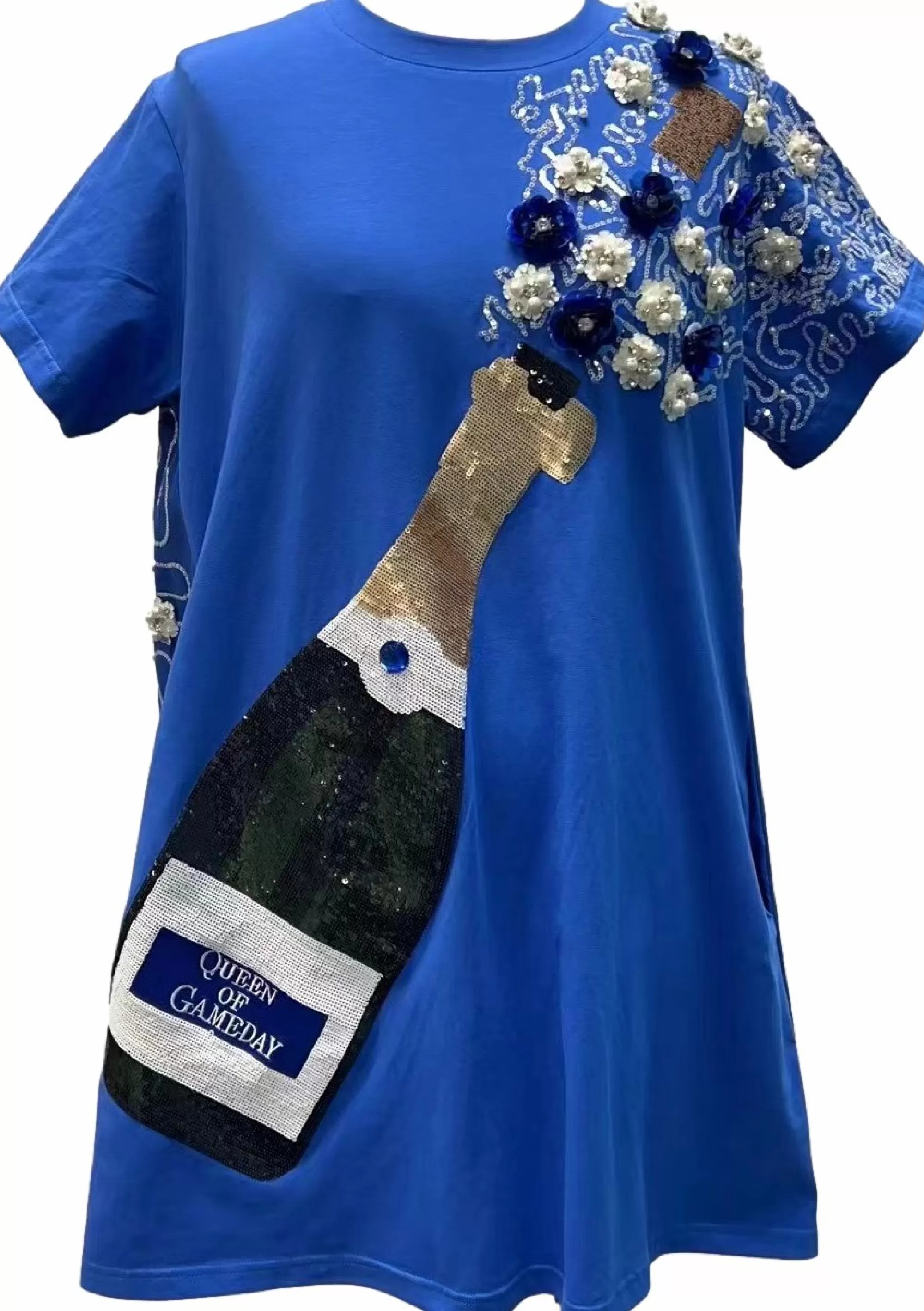 womens Queen Of Sparkles Roya White Popping Cha Pagne Tee Dre