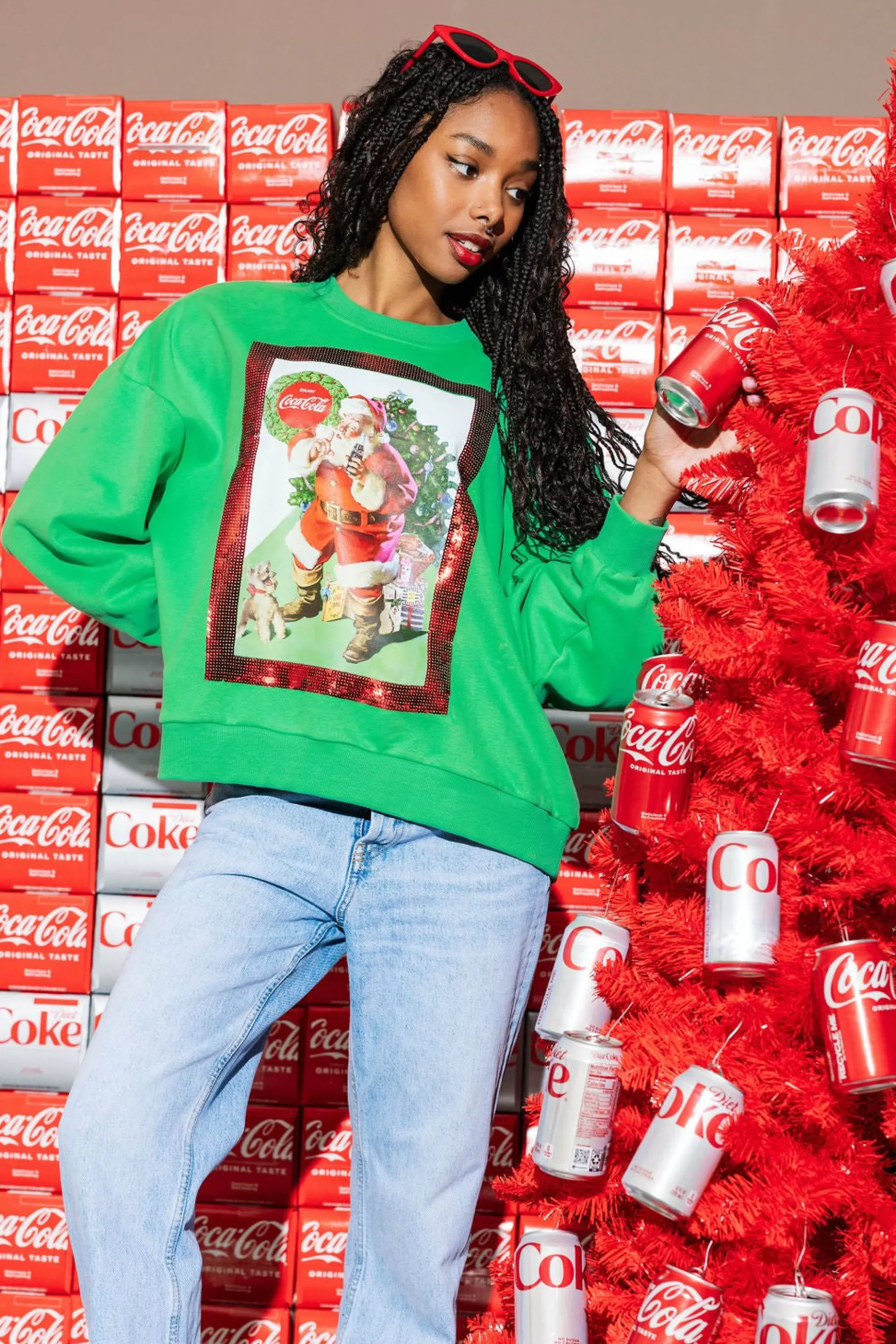 womens Queen Of Sparkles Santa Coca-Cola® Sweatshirt
