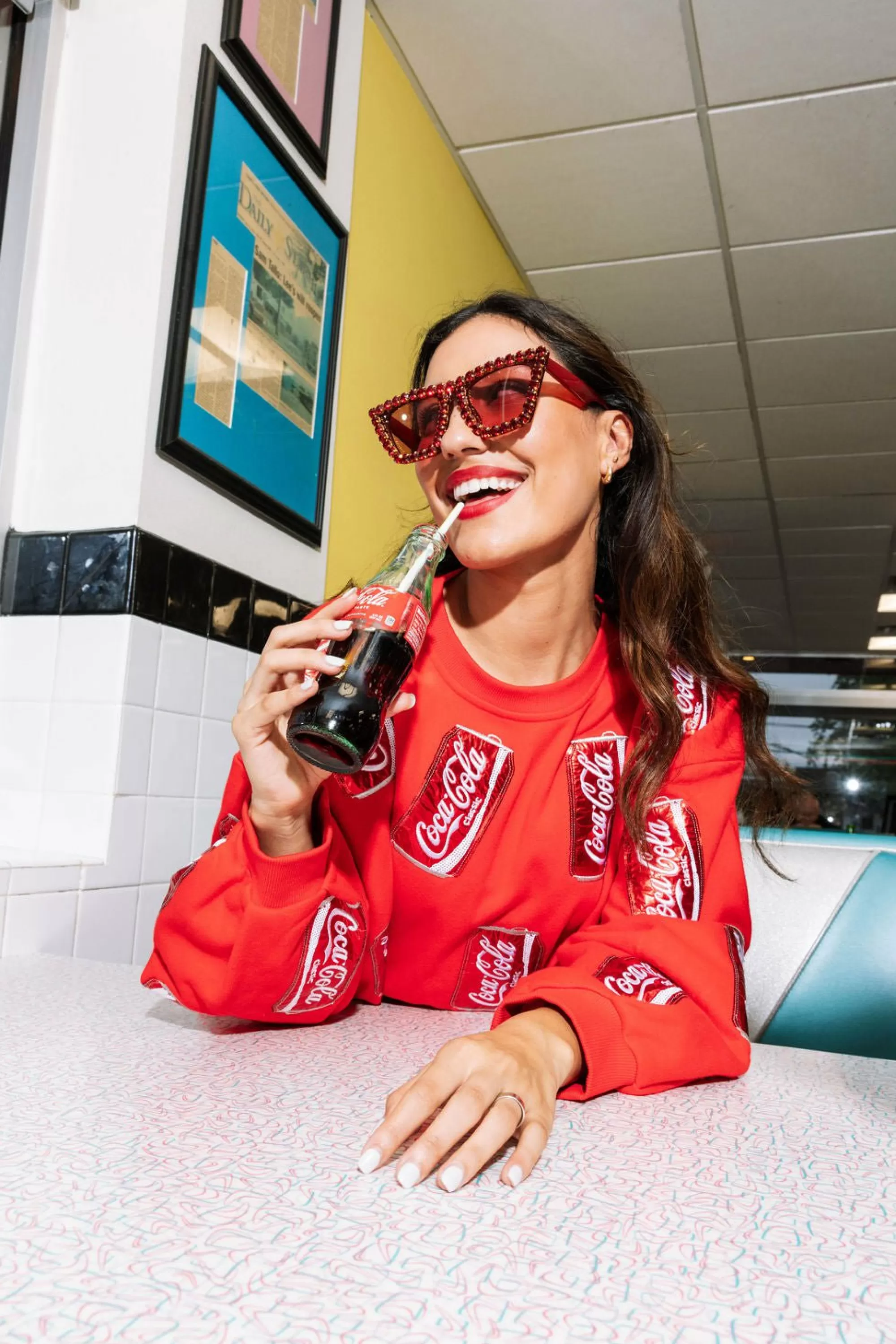 womens Queen Of Sparkles Scatter Coca-Cola® Can Sweatshirt