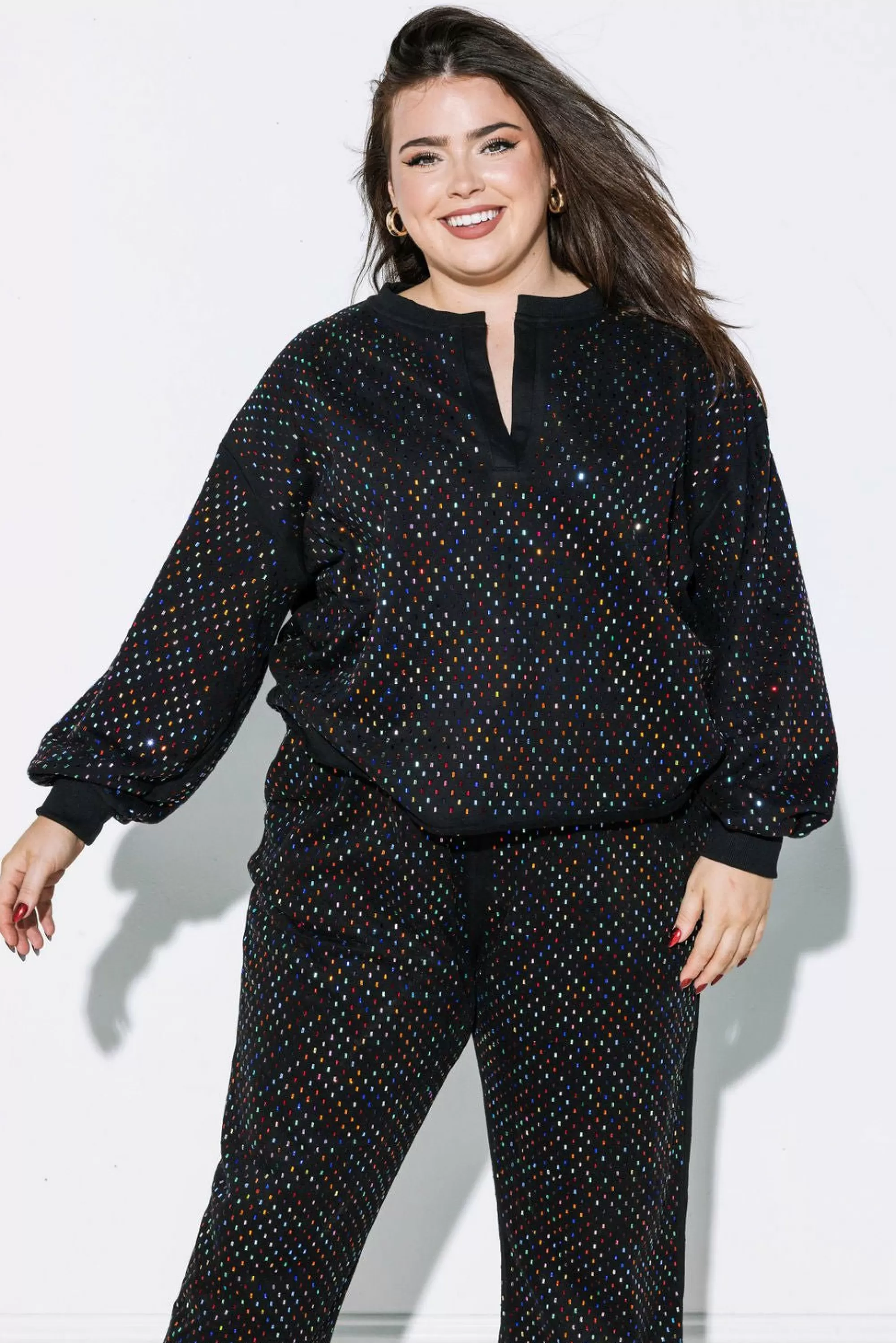 womens Queen Of Sparkles Scattered Rhinestone Sweatshirt