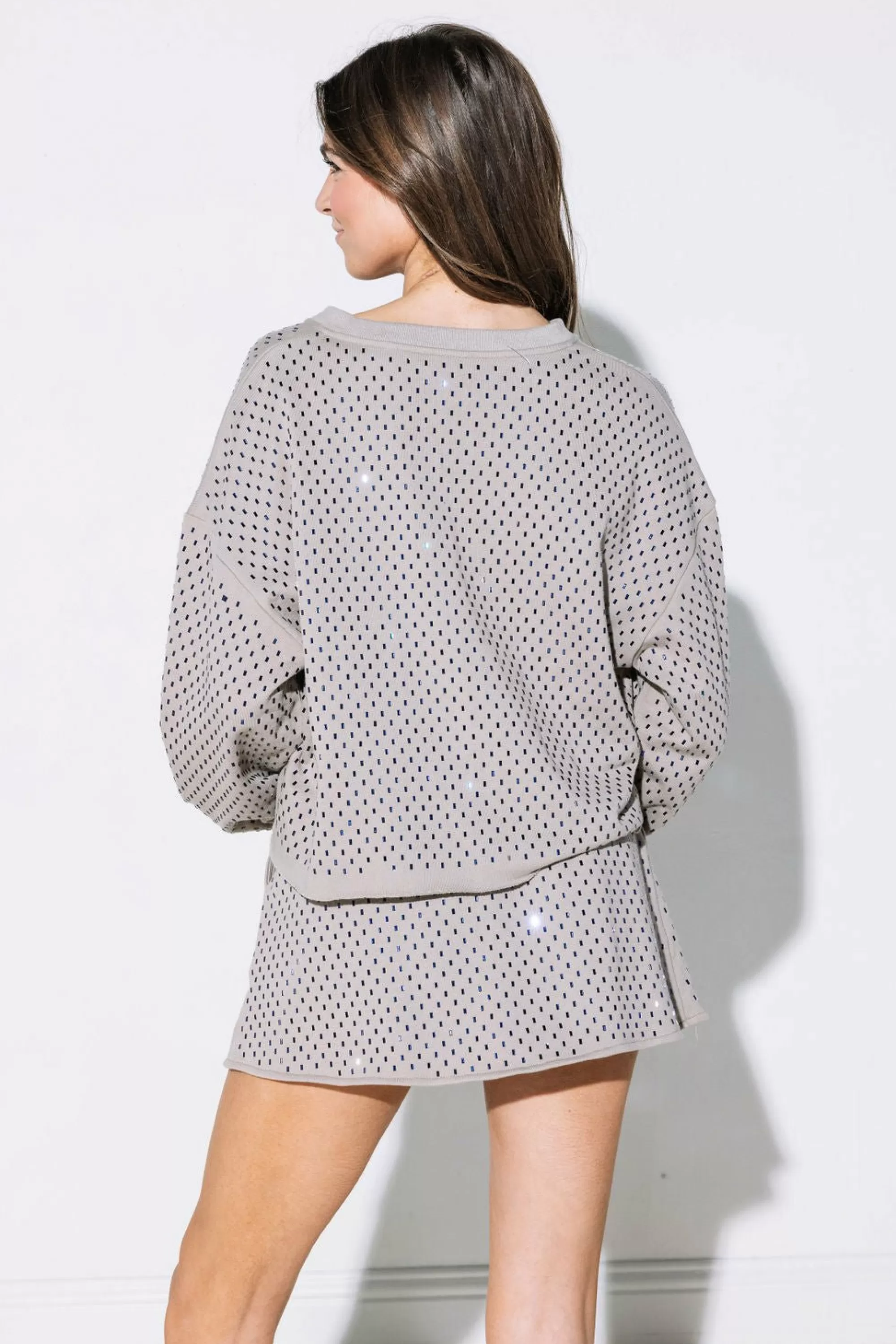 womens Queen Of Sparkles Scattered Rhinestone Sweatshirt