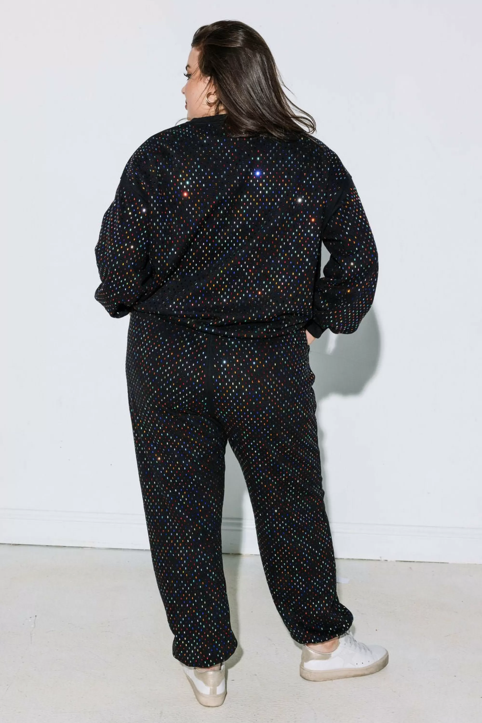 womens Queen Of Sparkles Scattered Rhinestone Sweatshirt