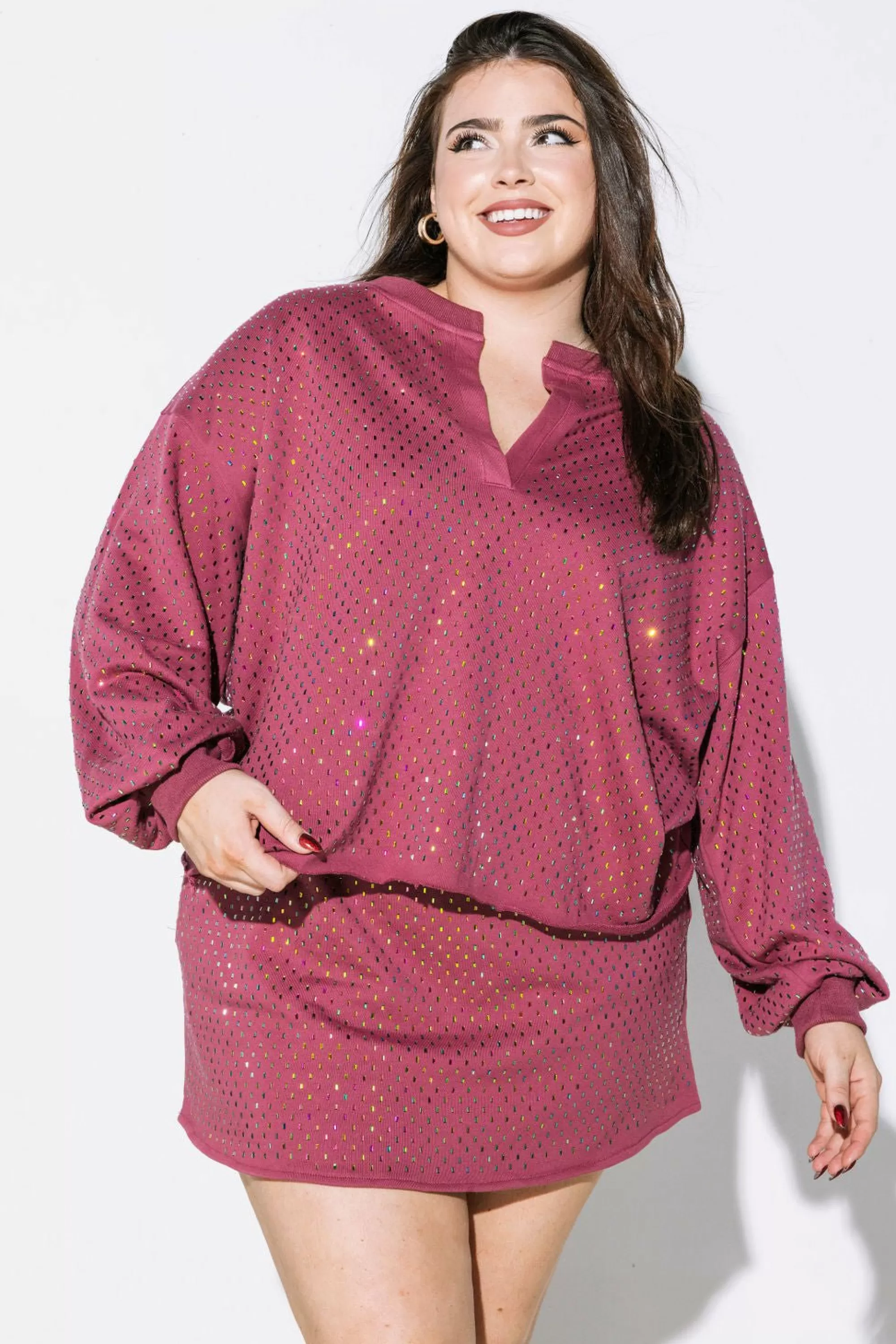 womens Queen Of Sparkles Scattered Rhinestone Sweatshirt