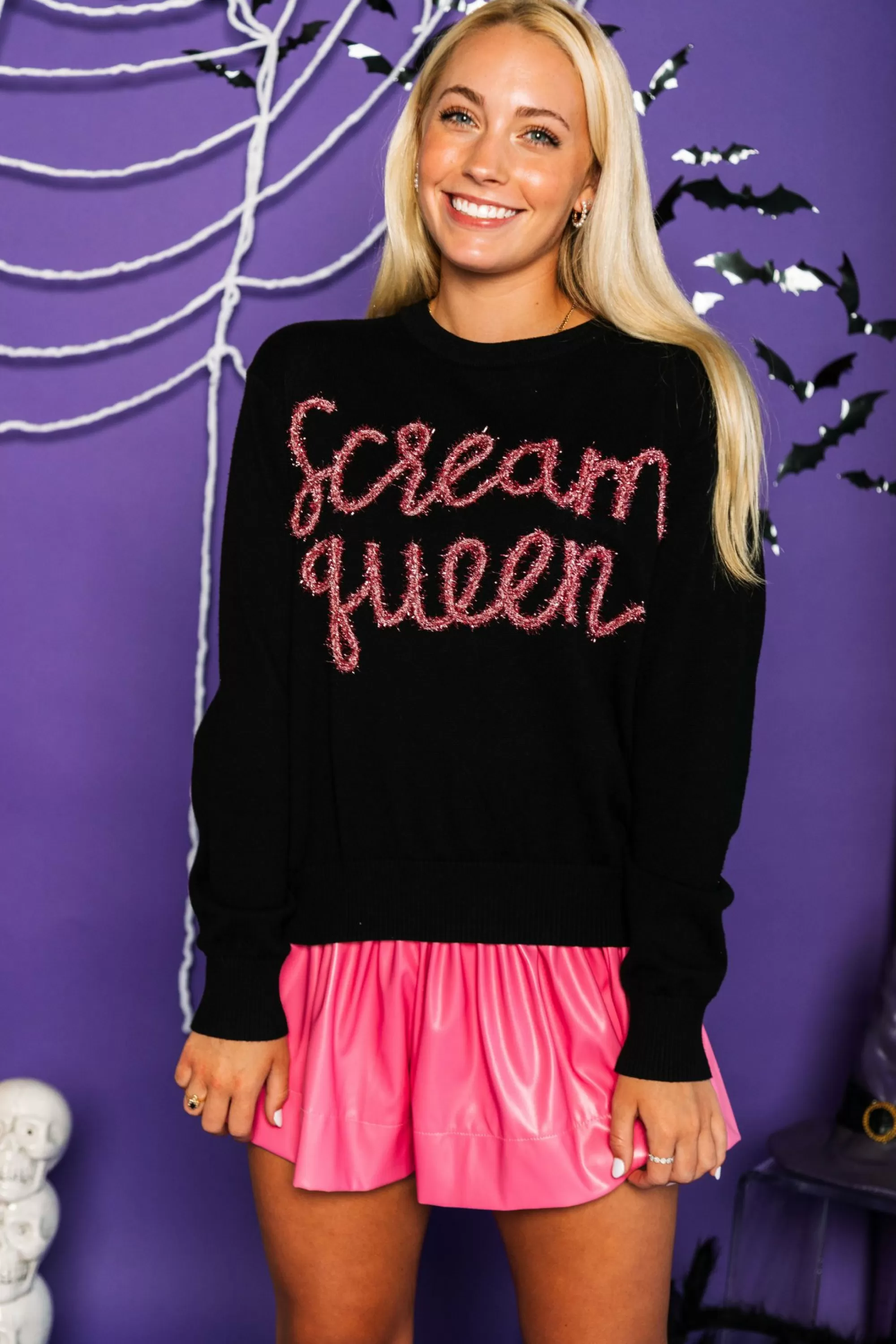 womens Queen Of Sparkles Scream Queen Sweater