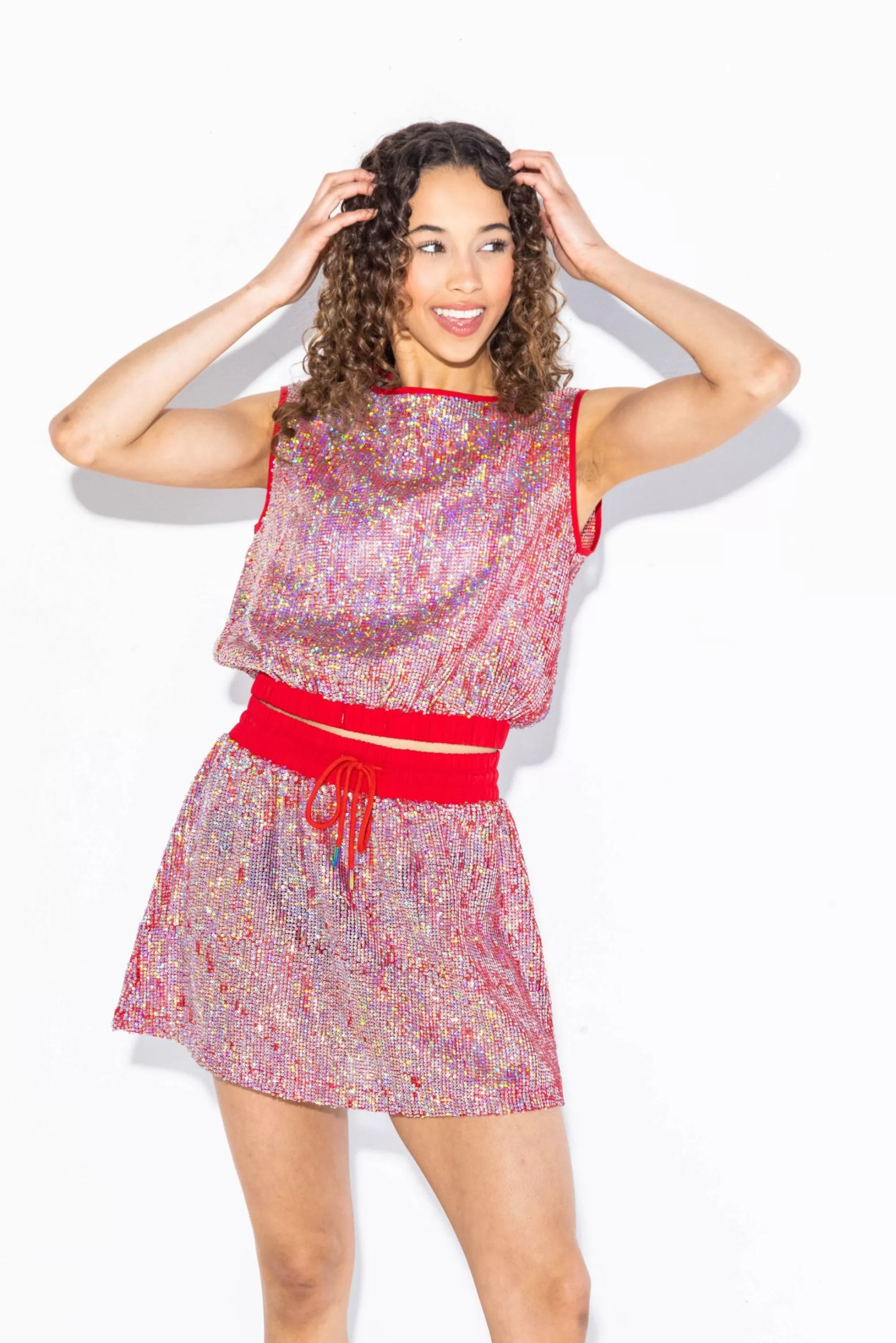 womens Queen Of Sparkles Sequin Mesh Coverup Skirt
