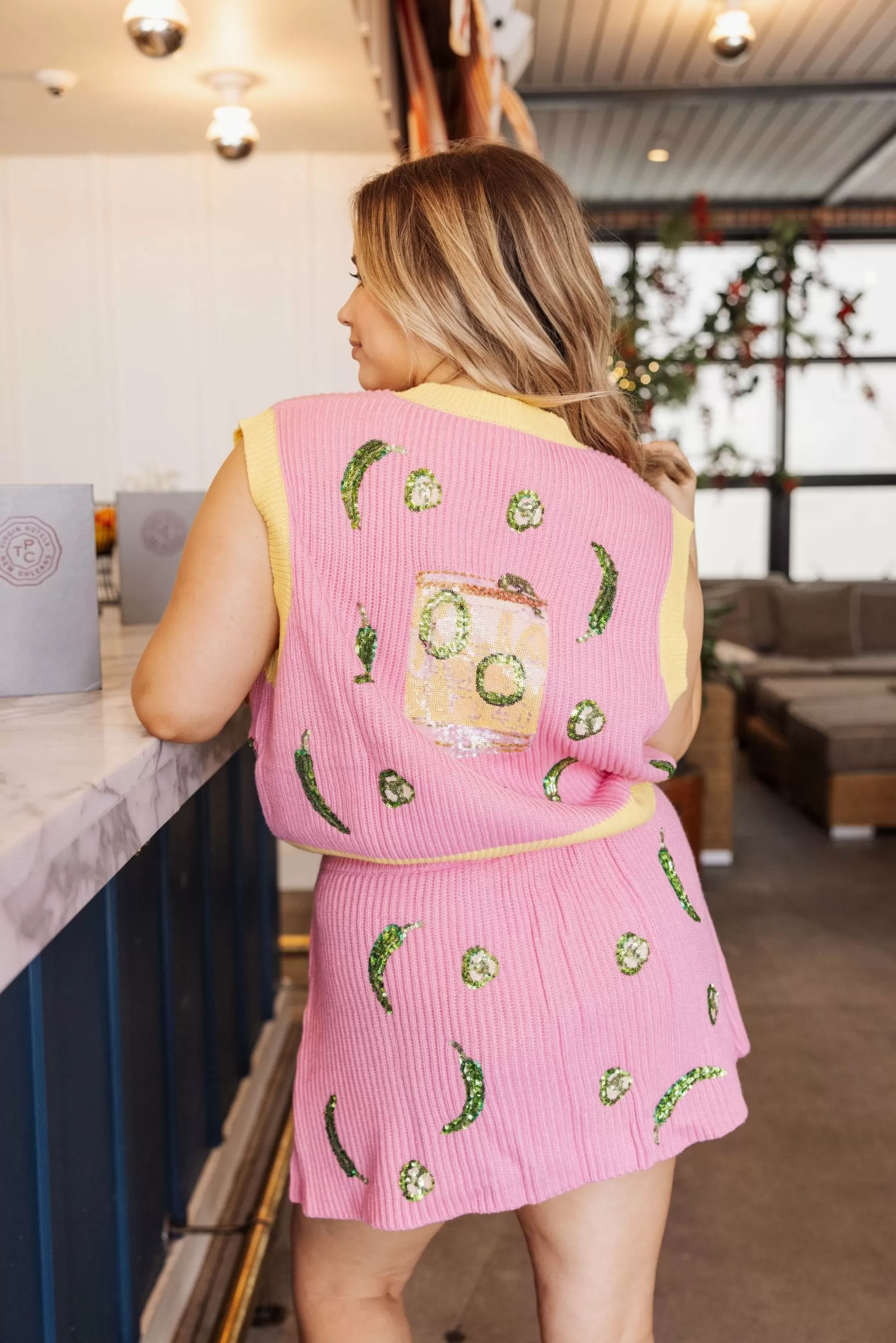 womens Queen Of Sparkles Spicy Marg Queen Sweater Vest