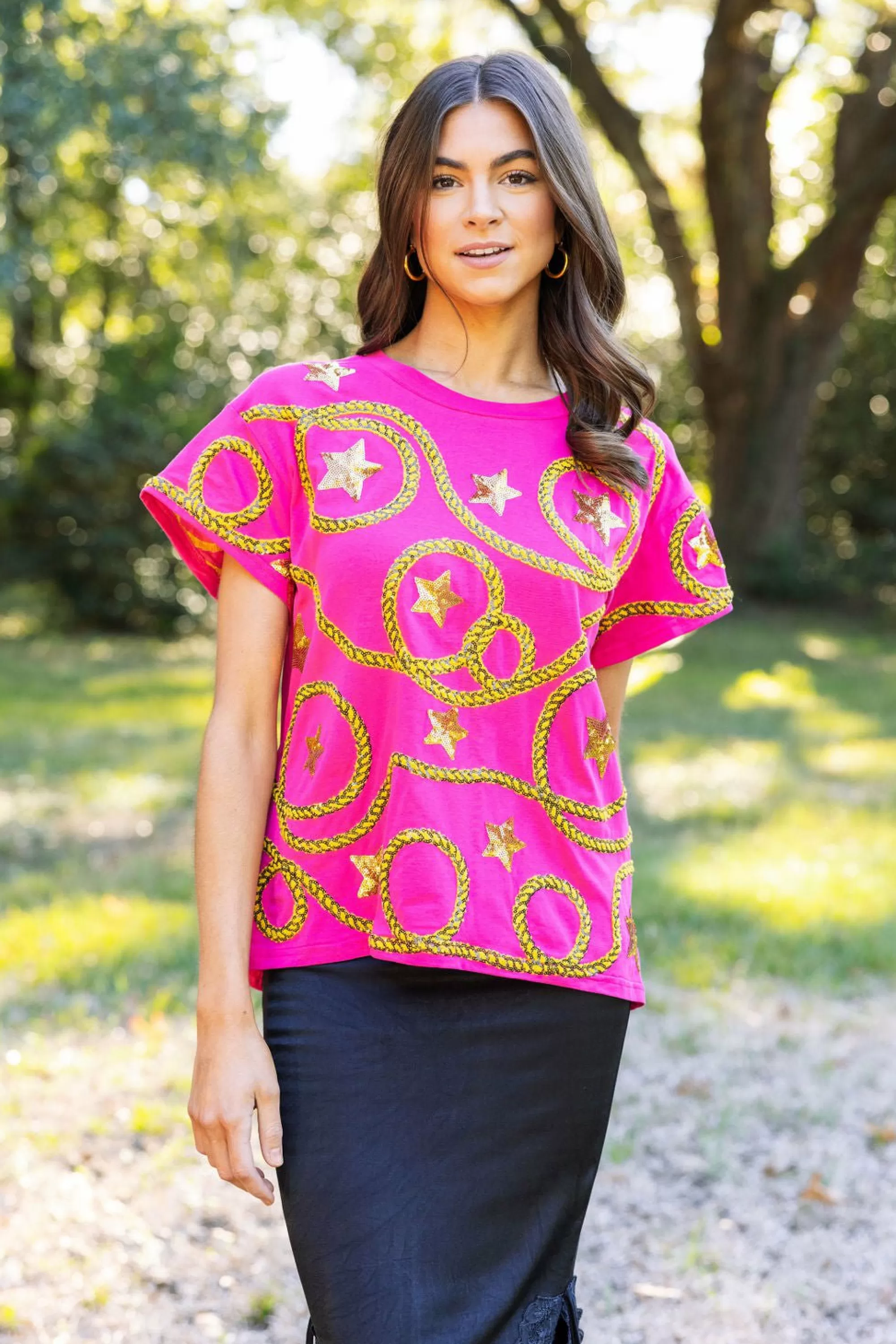 womens Queen Of Sparkles Star & Rope Tee