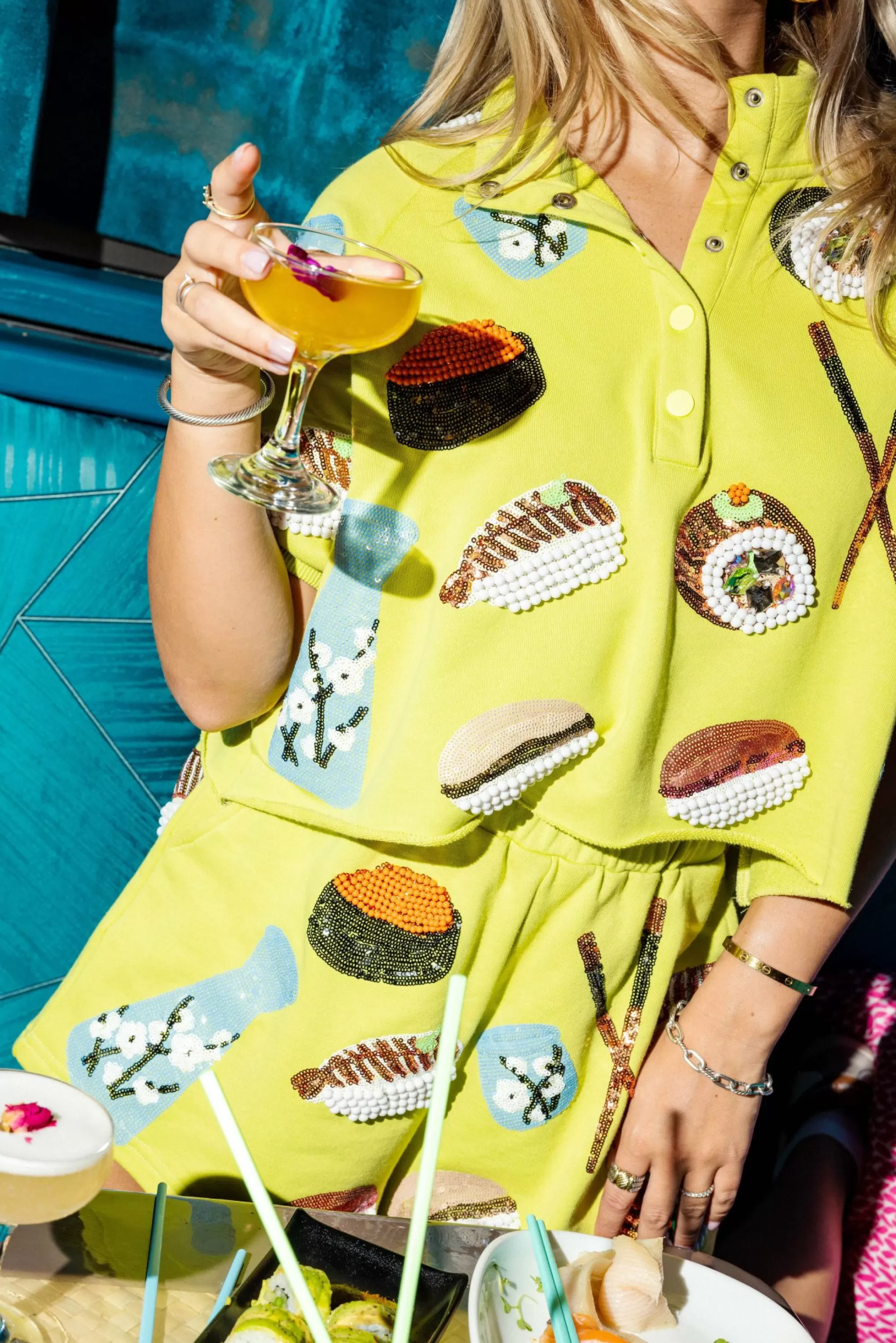 womens Queen Of Sparkles Sushi Button Up Top