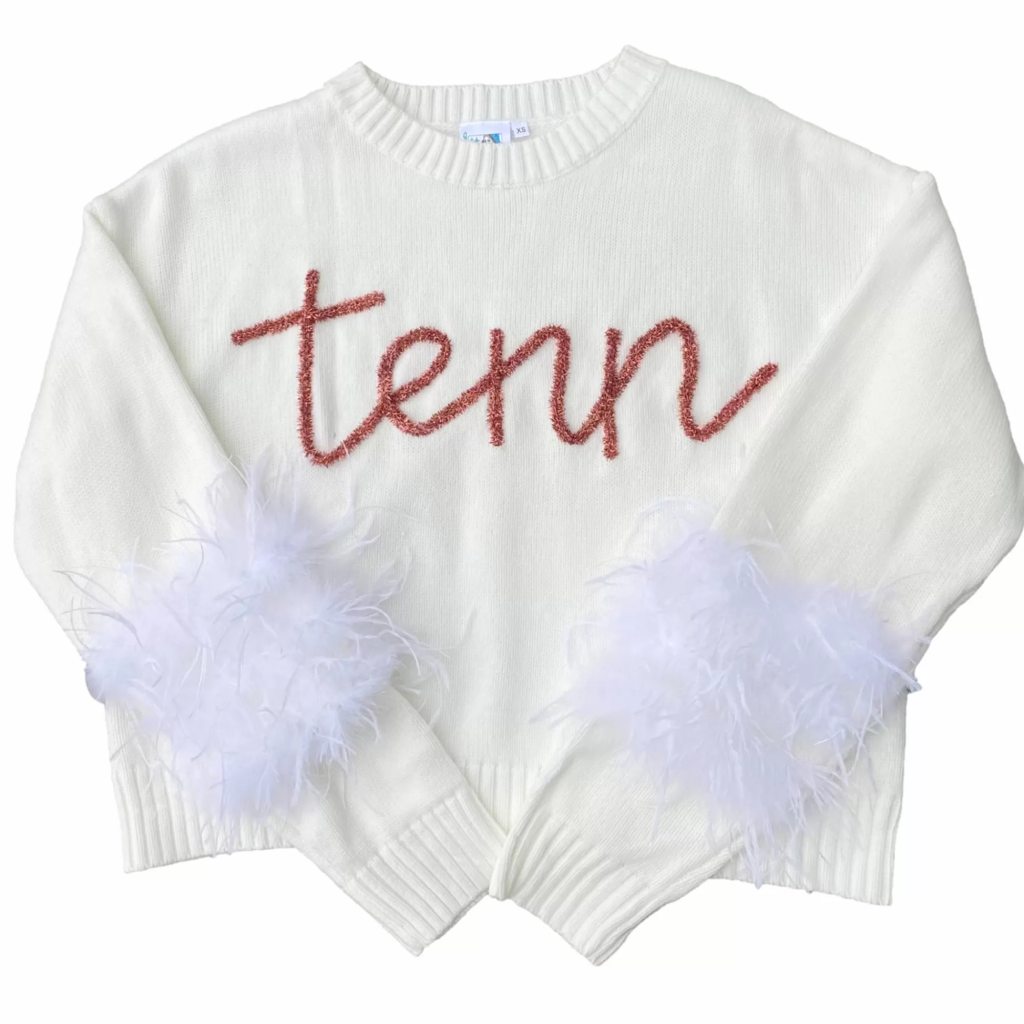 womens Queen Of Sparkles Tenn Feather Sleeve Sweater