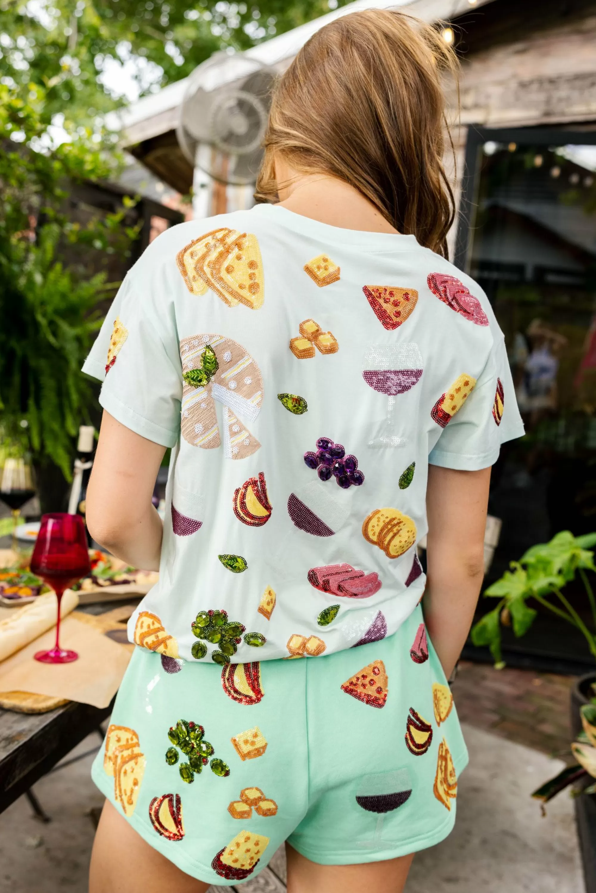 womens Queen Of Sparkles Wine & Charcuterie Tee