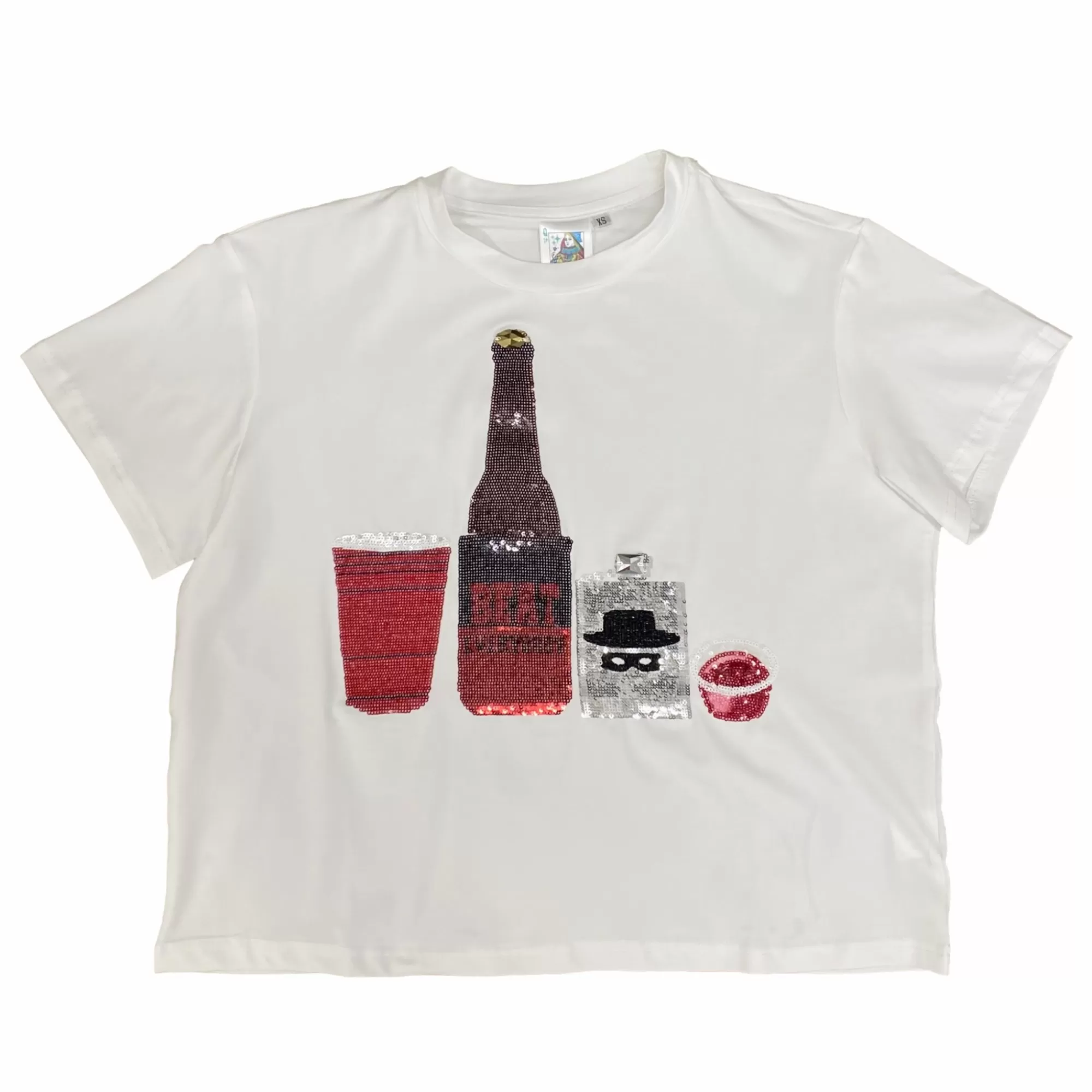 womens Queen Of Sparkles Wreck Me Drink Tee